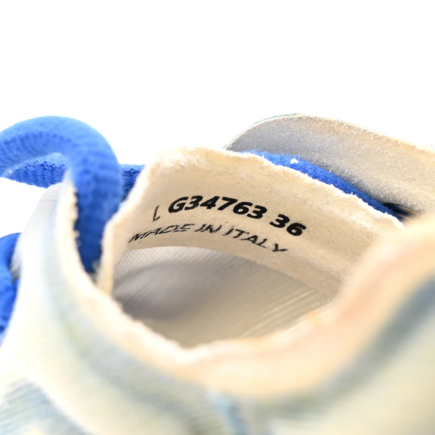 Calfskin Mesh Lyrca Womens Logo Sneakers 36 White Blue - Image 8