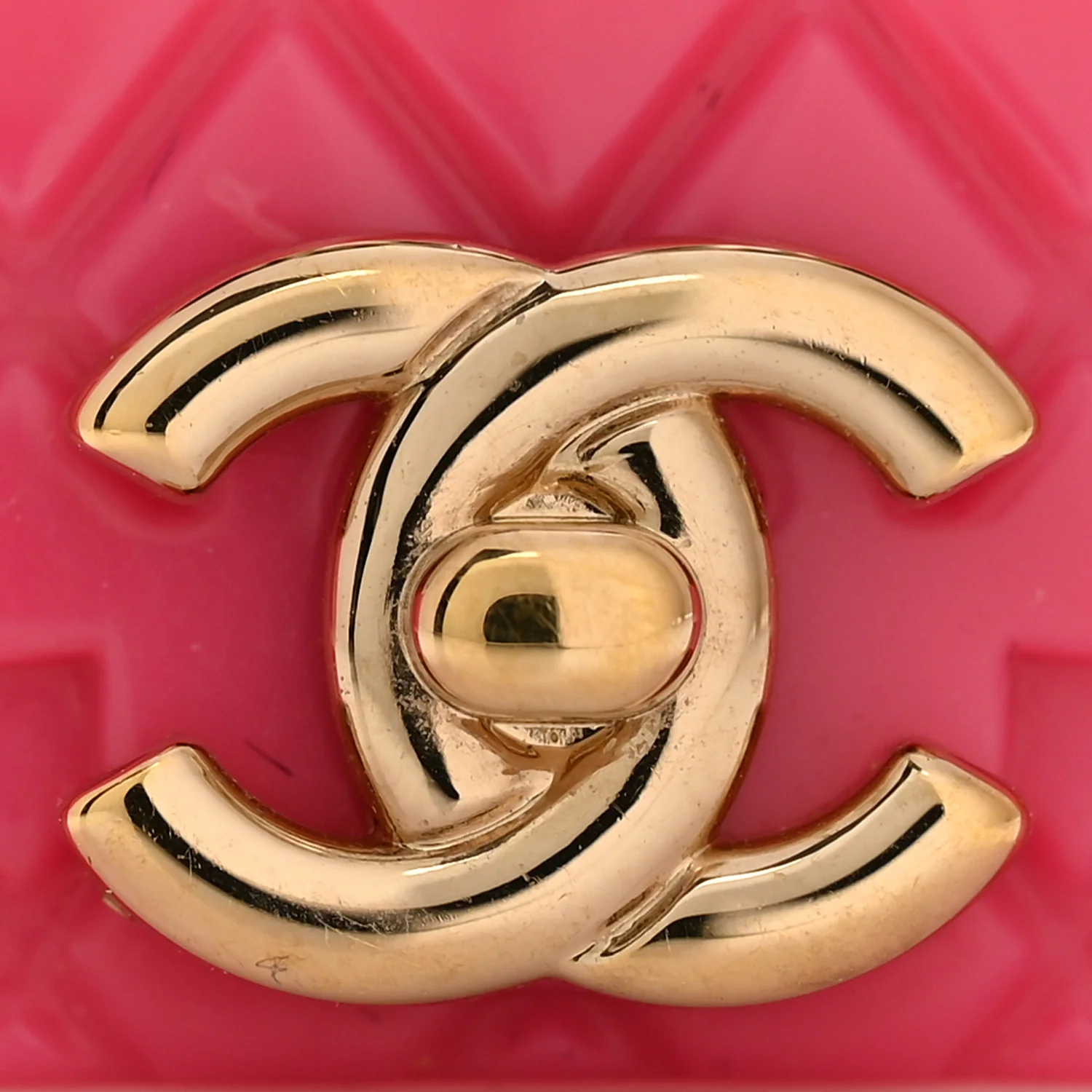 Calfskin Metal Resin CC Quilted Flap Earrings Gold Black Pink - Image 6