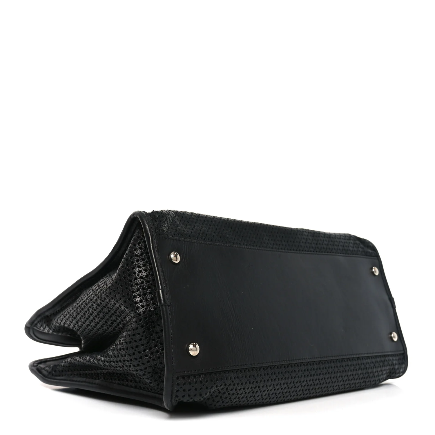 Calfskin Perforated Up In The Air Tote Black - Image 4