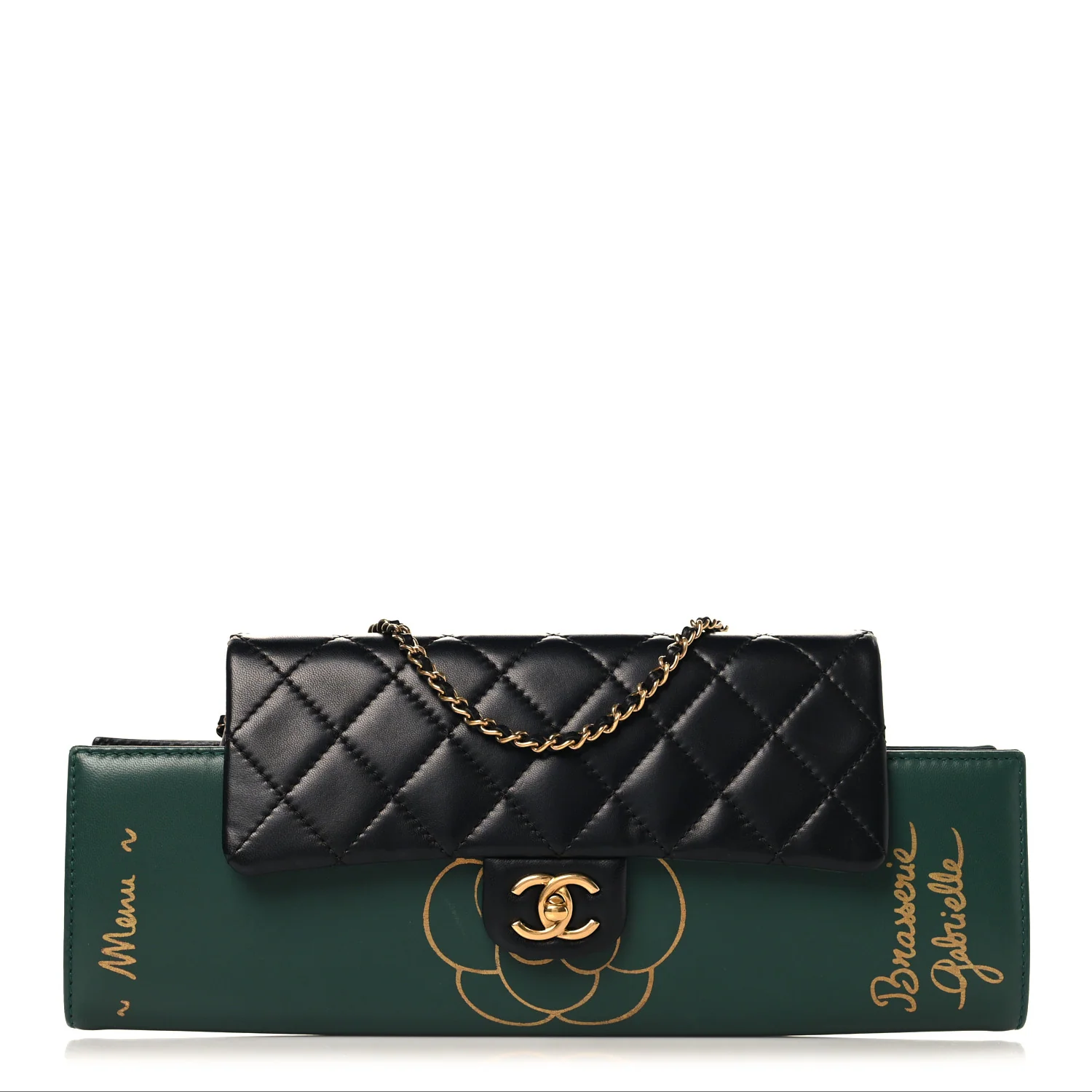 Calfskin Quilted Brasserie Gabrielle Menu CC Clutch Green