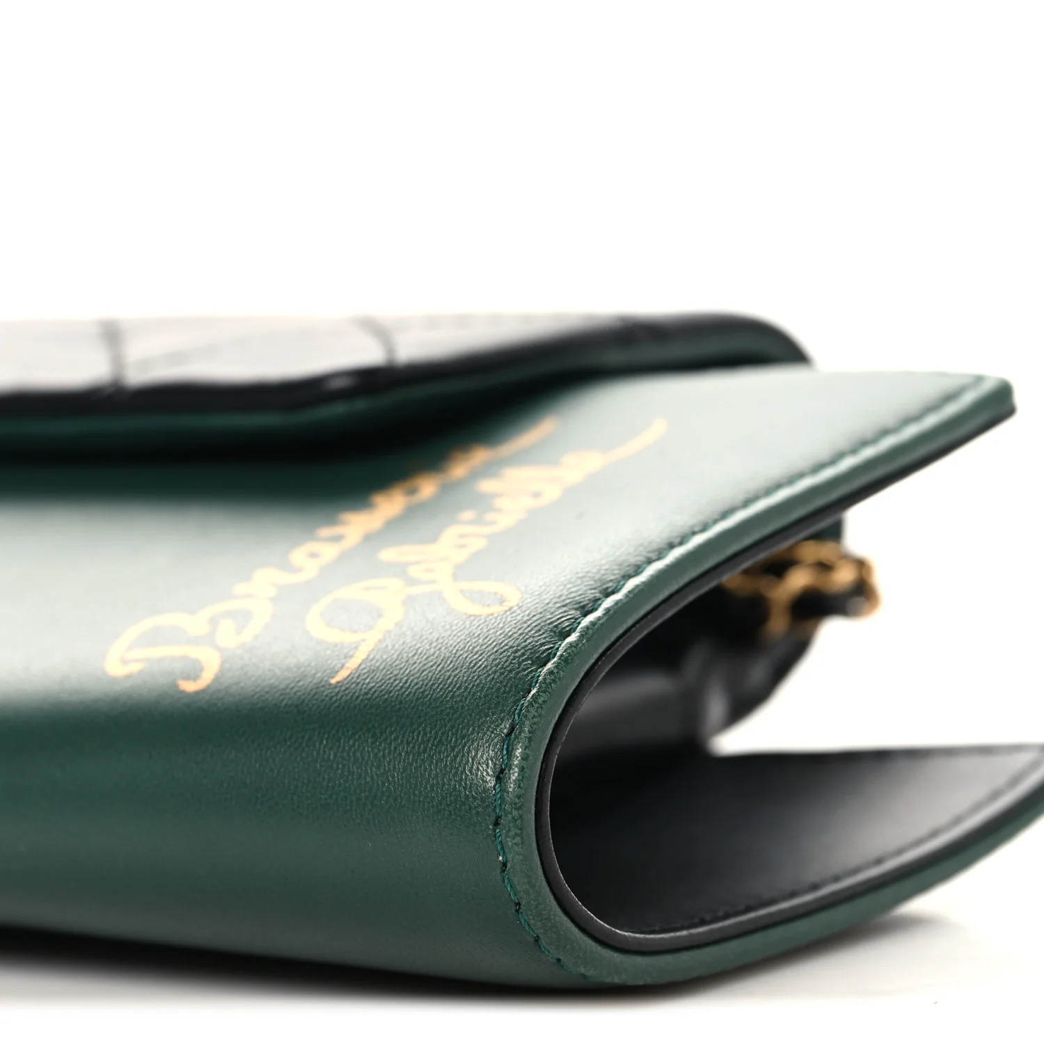 Calfskin Quilted Brasserie Gabrielle Menu CC Clutch Green - Image 10