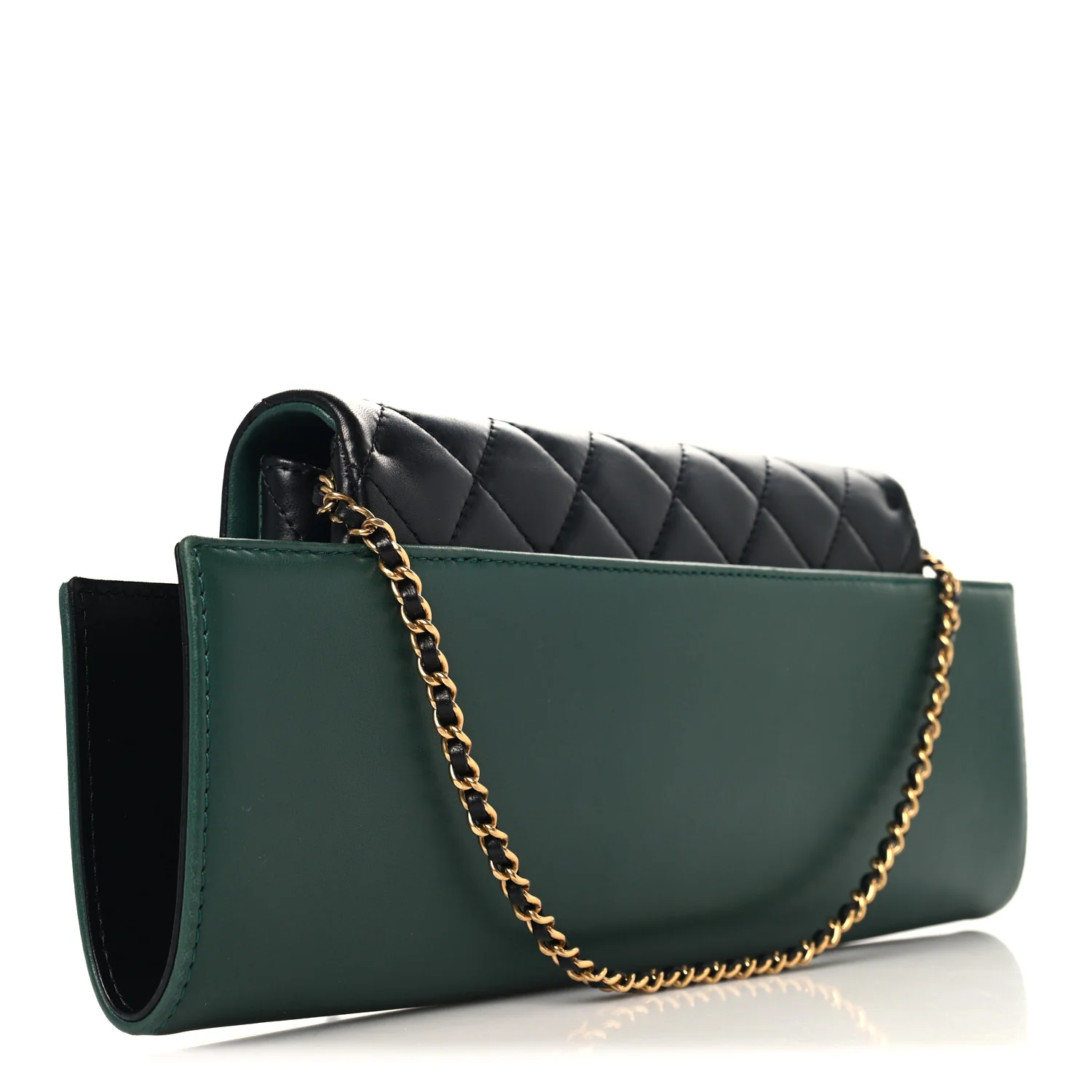 Calfskin Quilted Brasserie Gabrielle Menu CC Clutch Green - Image 3