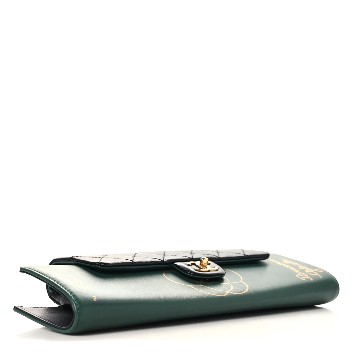 Calfskin Quilted Brasserie Gabrielle Menu CC Clutch Green - Image 4