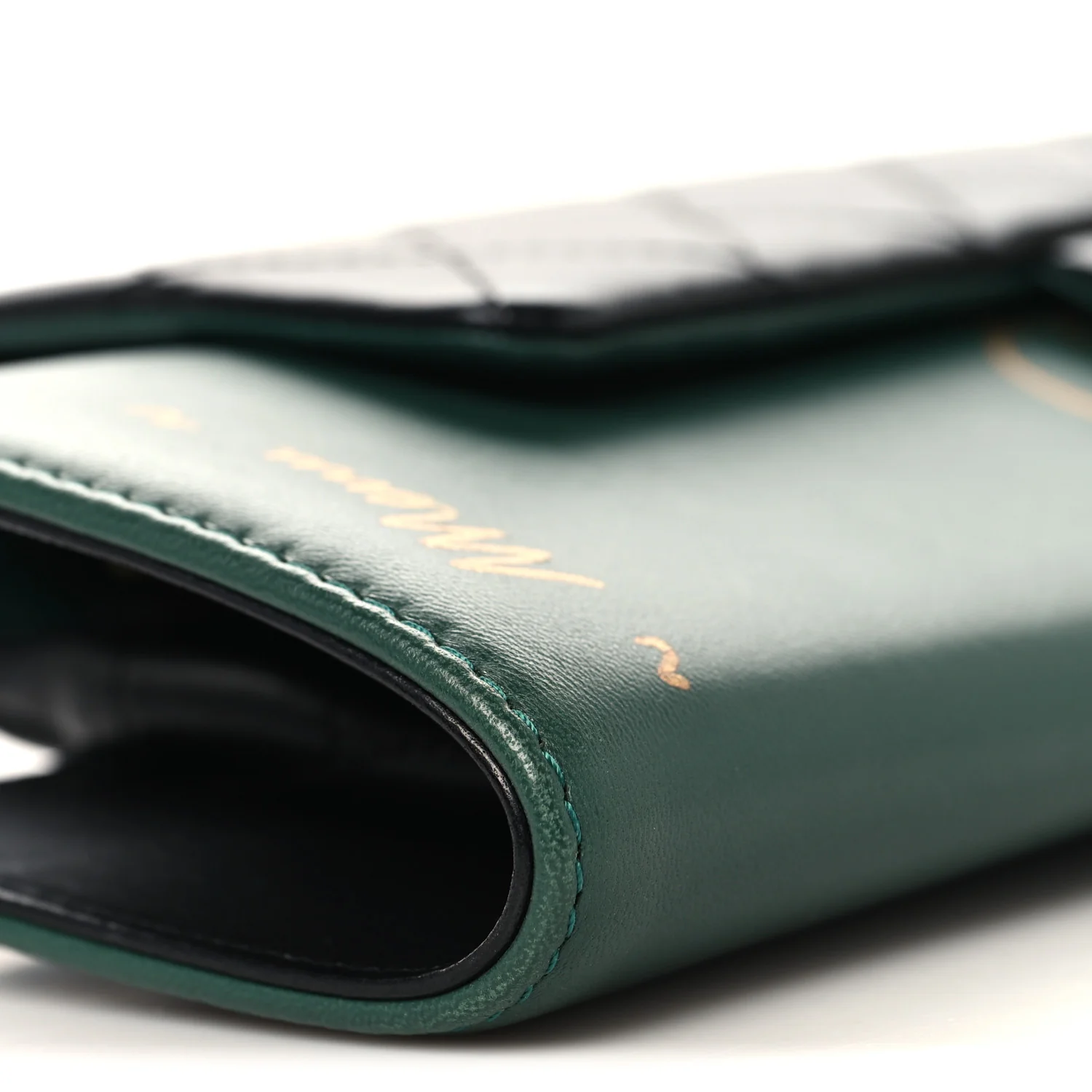 Calfskin Quilted Brasserie Gabrielle Menu CC Clutch Green - Image 9