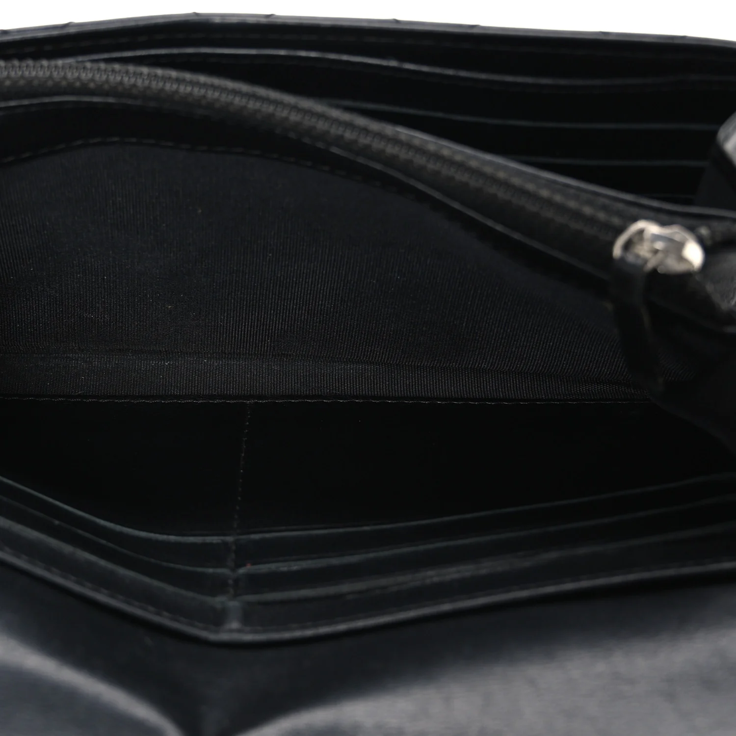 Calfskin Quilted Cambon Gusset Flap Wallet Black - Image 5