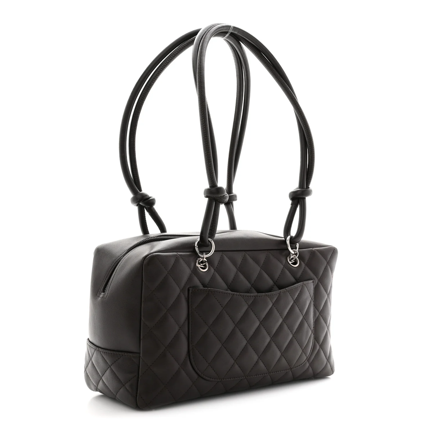 Calfskin Quilted Cambon Large Bowler Brown Beige - Image 3