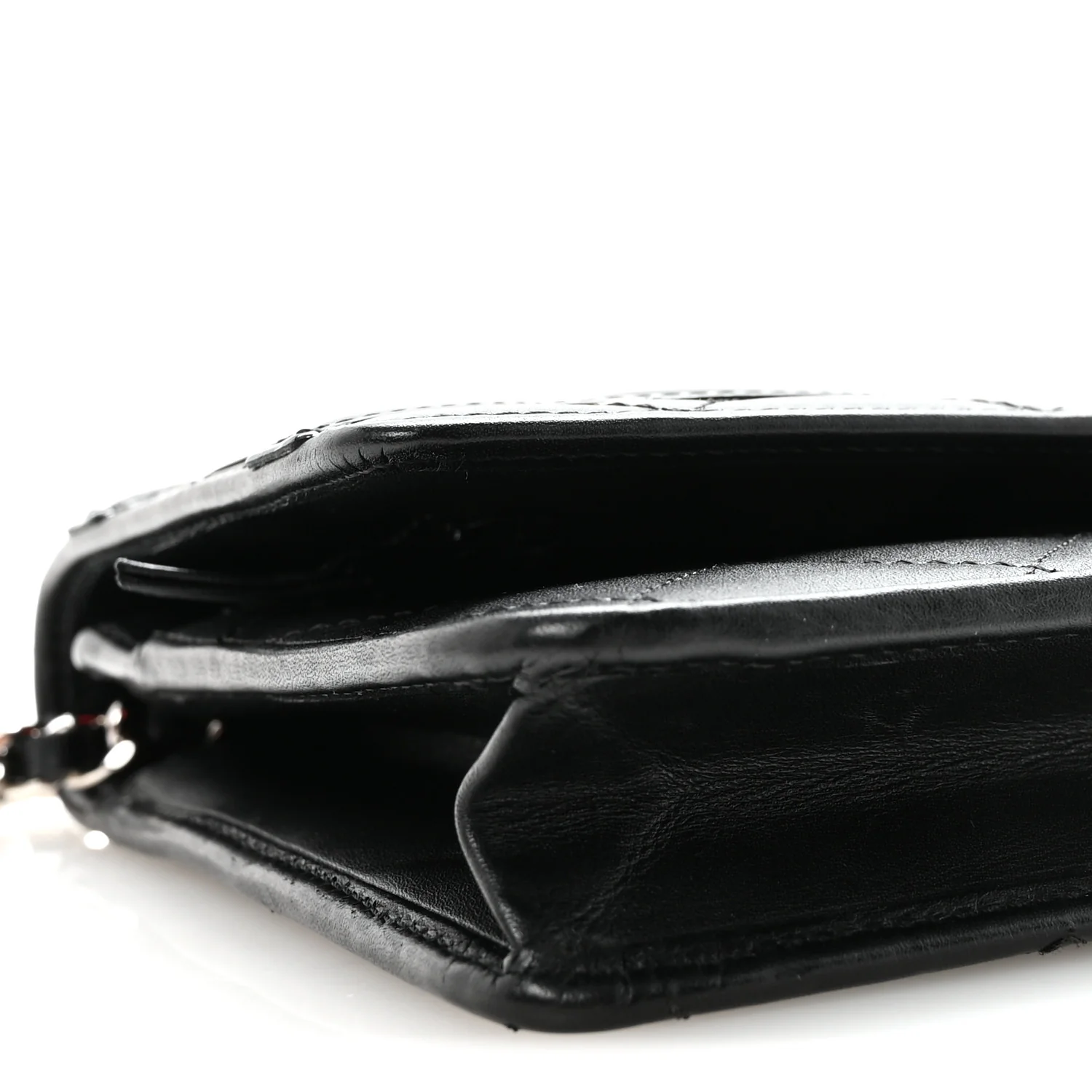 Calfskin Quilted Cambon Wallet on Chain WOC Black - Image 10