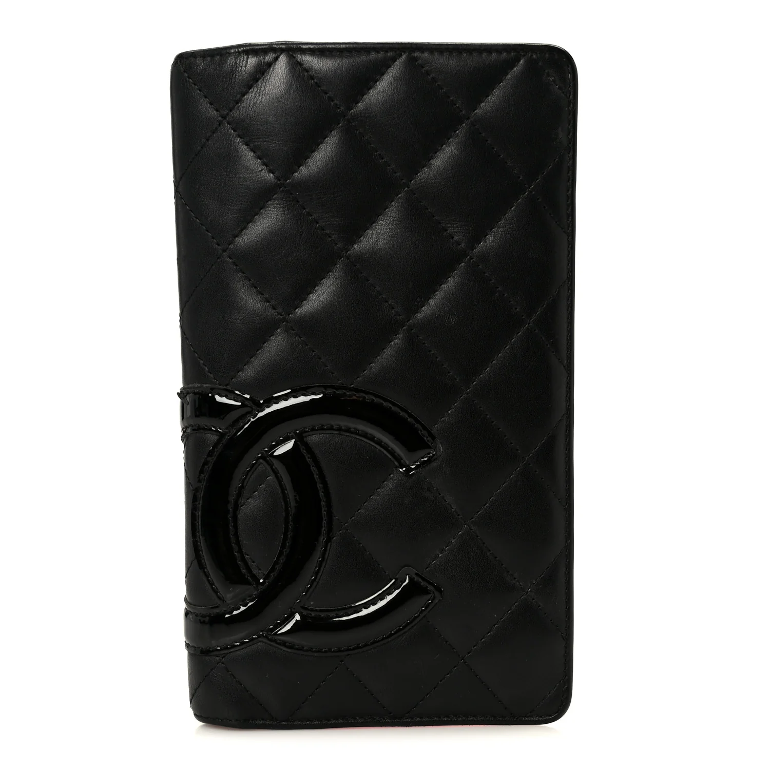 Calfskin Quilted Cambon Yen Wallet Black