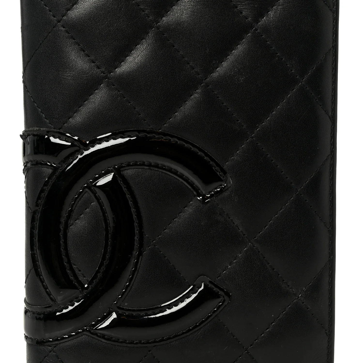 Calfskin Quilted Cambon Yen Wallet Black - Image 9