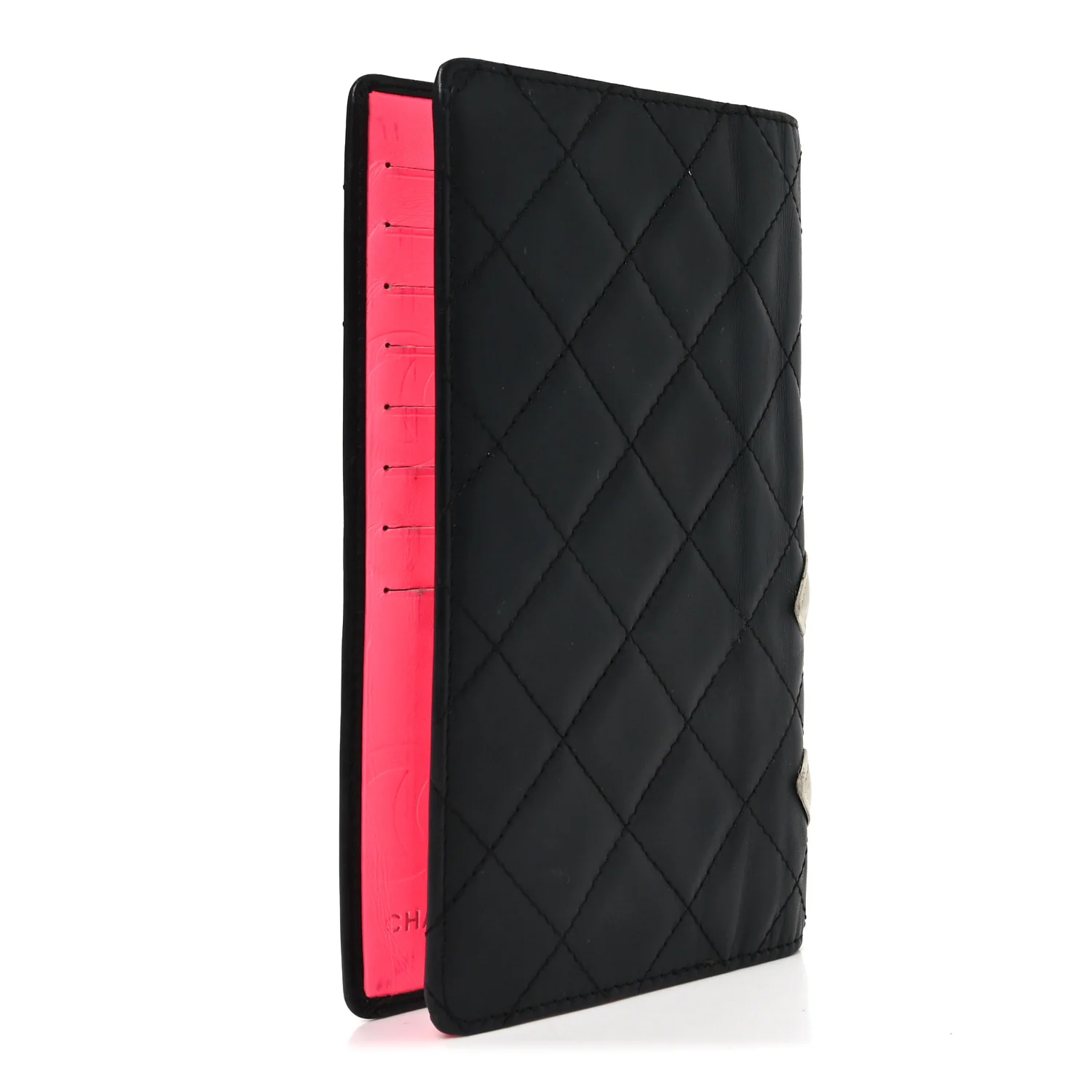 Calfskin Quilted Cambon Yen Wallet Black White - Image 3