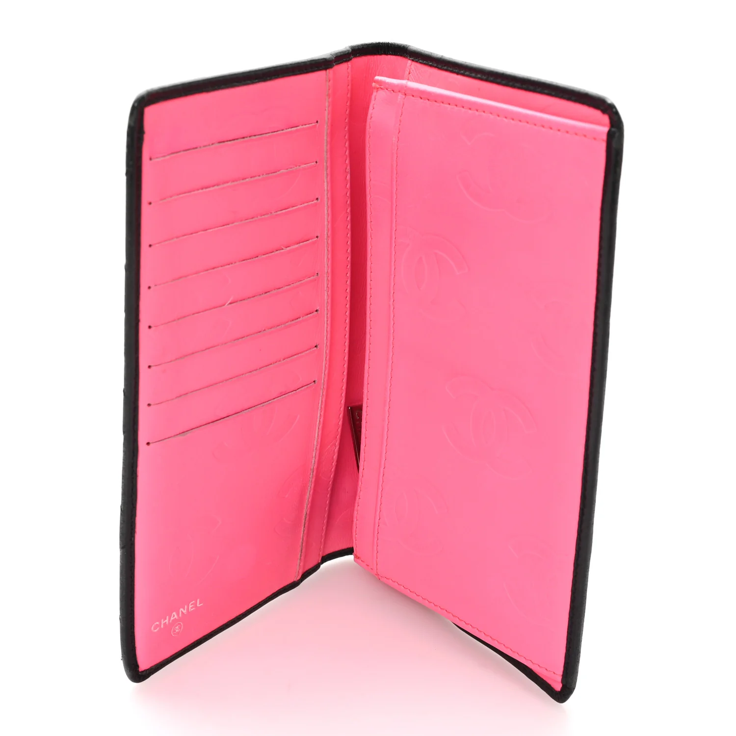 Calfskin Quilted Cambon Yen Wallet Black White - Image 9