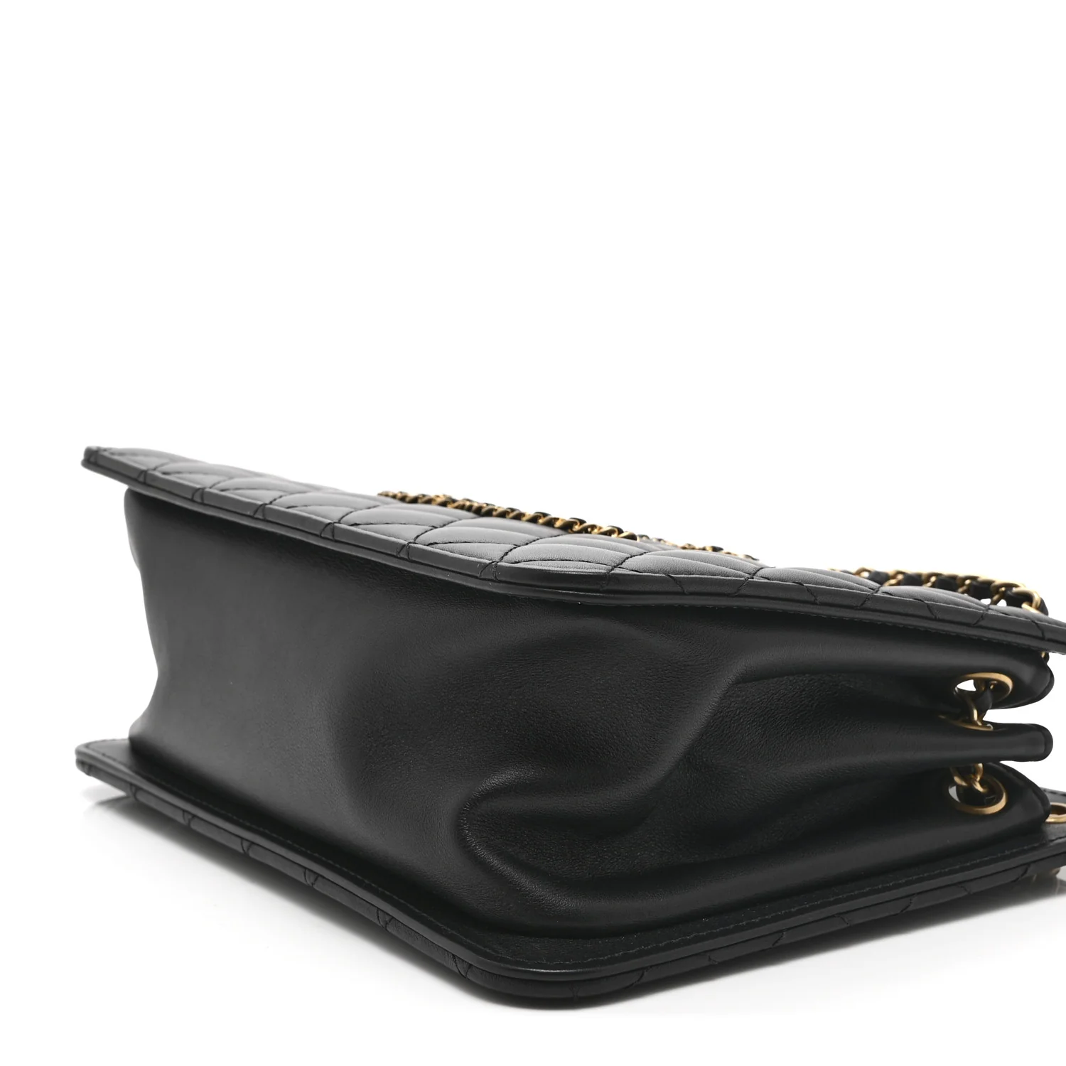 Calfskin Quilted CC Chain Accordion Tote Black - Image 10