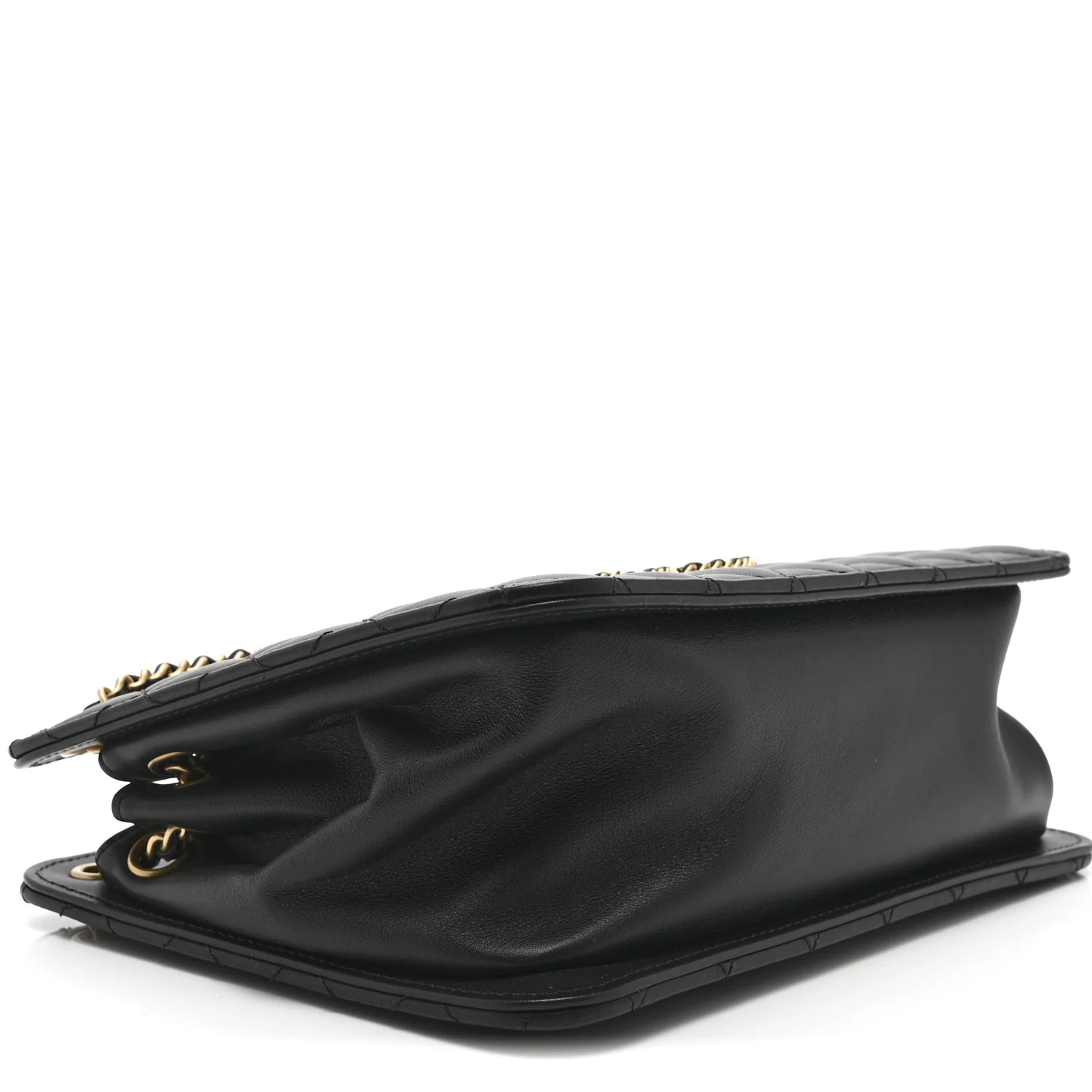 Calfskin Quilted CC Chain Accordion Tote Black - Image 9