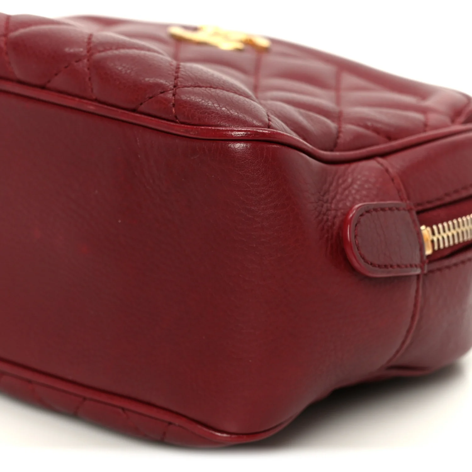 Calfskin Quilted CC Small Vanity Case Dark Red - Image 10