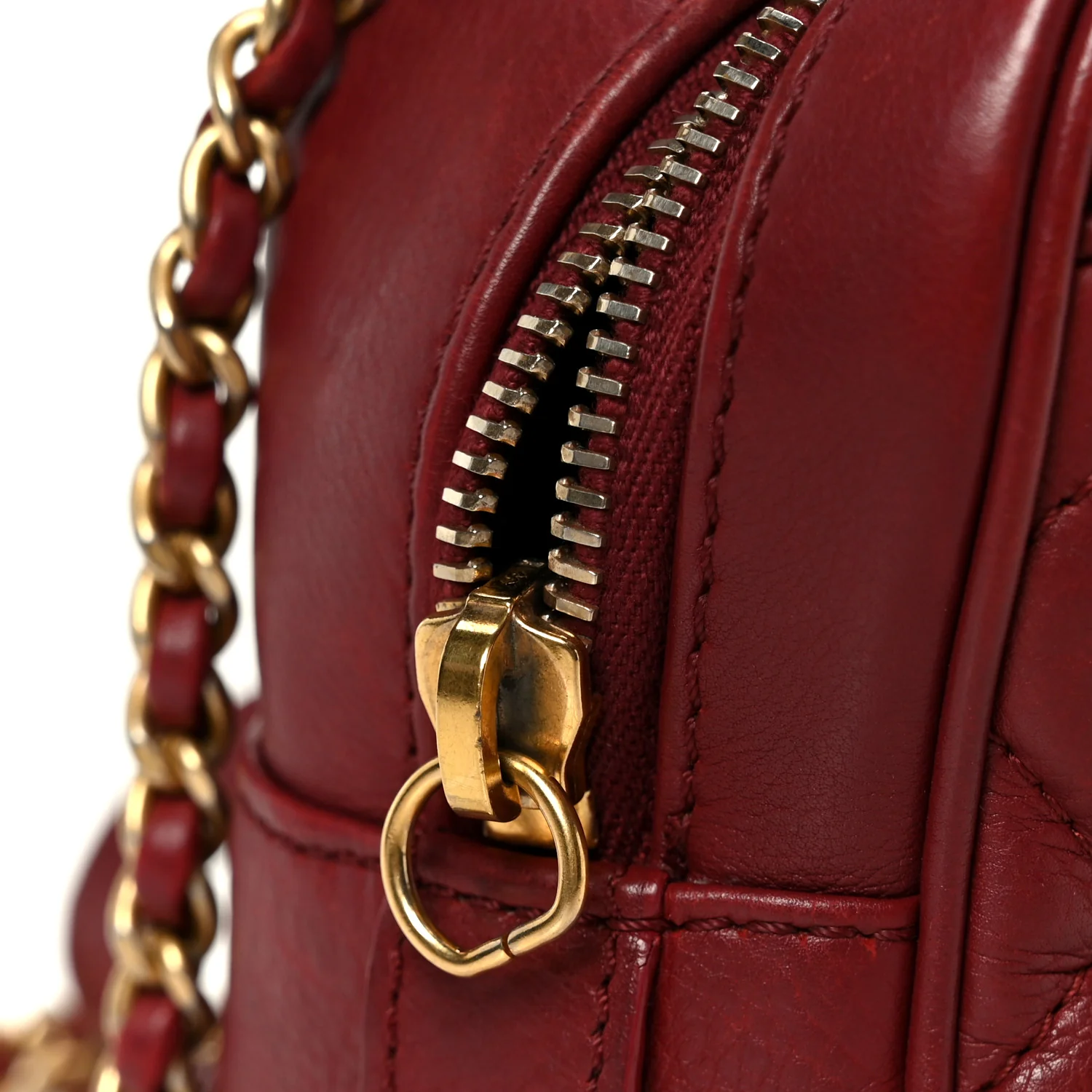 Calfskin Quilted CC Small Vanity Case Dark Red - Image 11