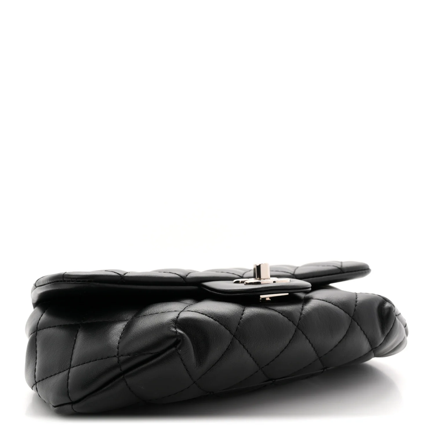 Calfskin Quilted CC Uniform Flap Belt Bag Black - Image 4