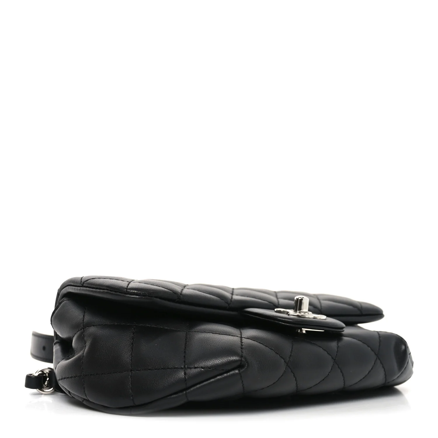 Calfskin Quilted CC Uniform Flap Belt Bag Black - Image 5
