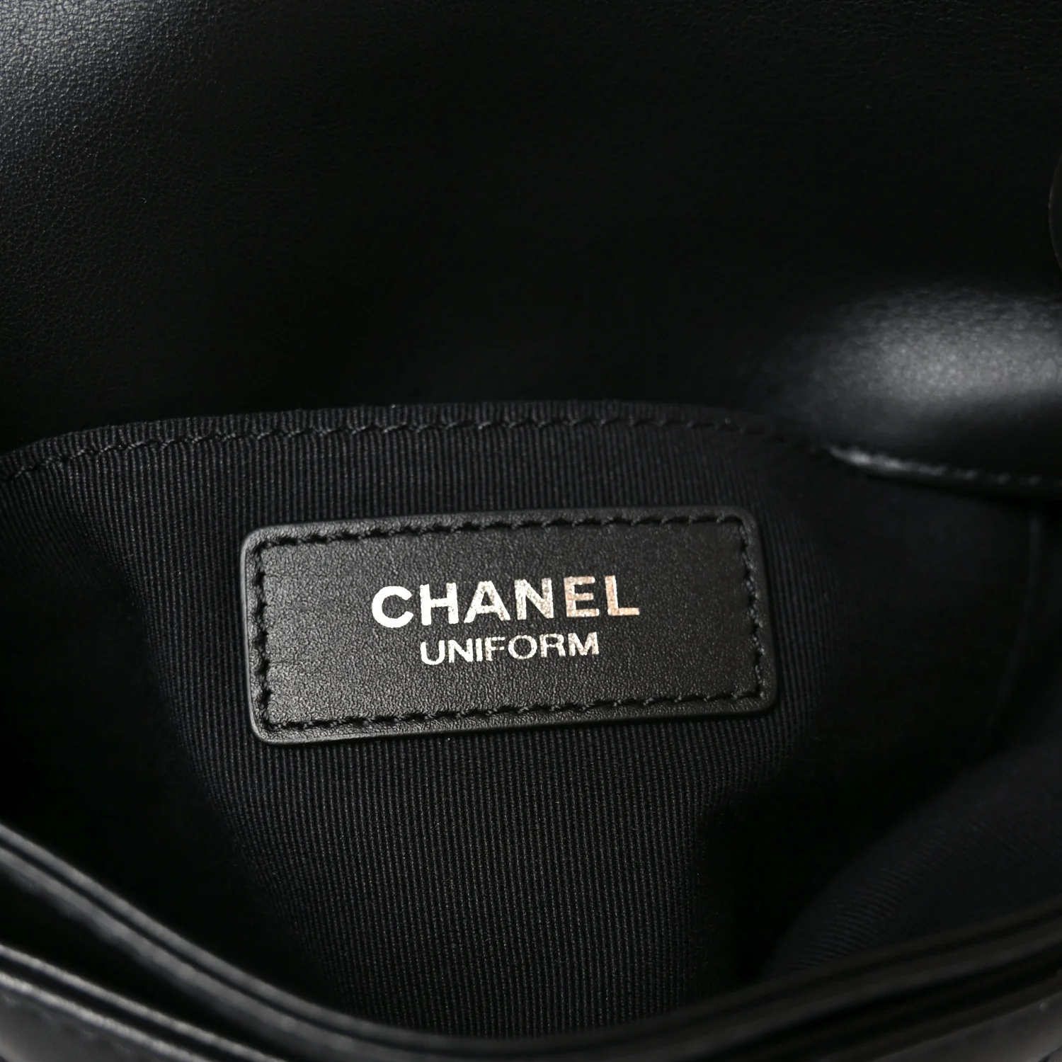 Calfskin Quilted CC Uniform Flap Belt Bag Black - Image 7