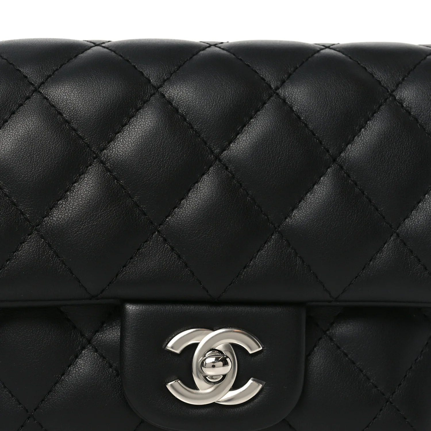 Calfskin Quilted CC Uniform Flap Belt Bag Black - Image 9