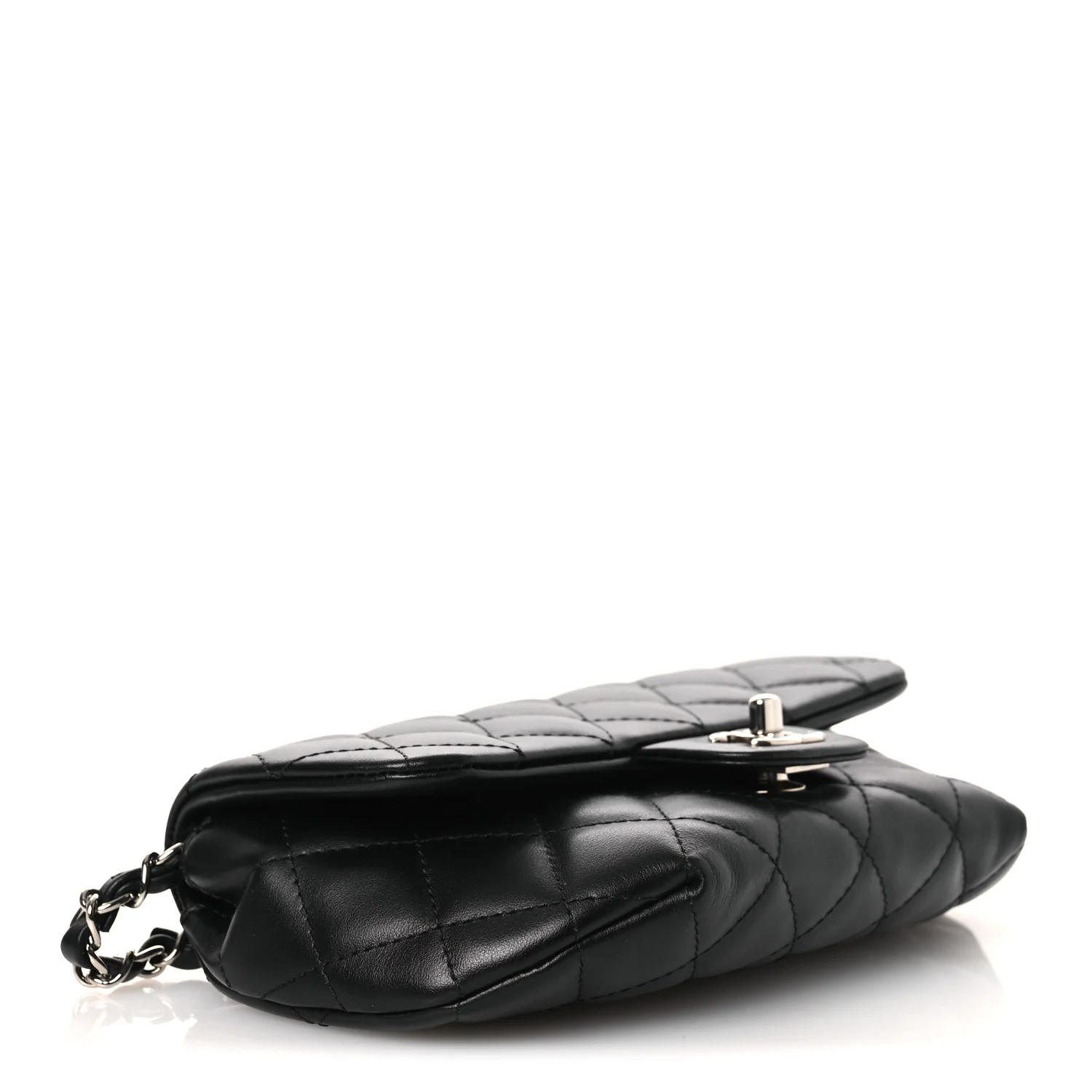 Calfskin Quilted CC Uniform Flap Belt Bag Black - Image 3
