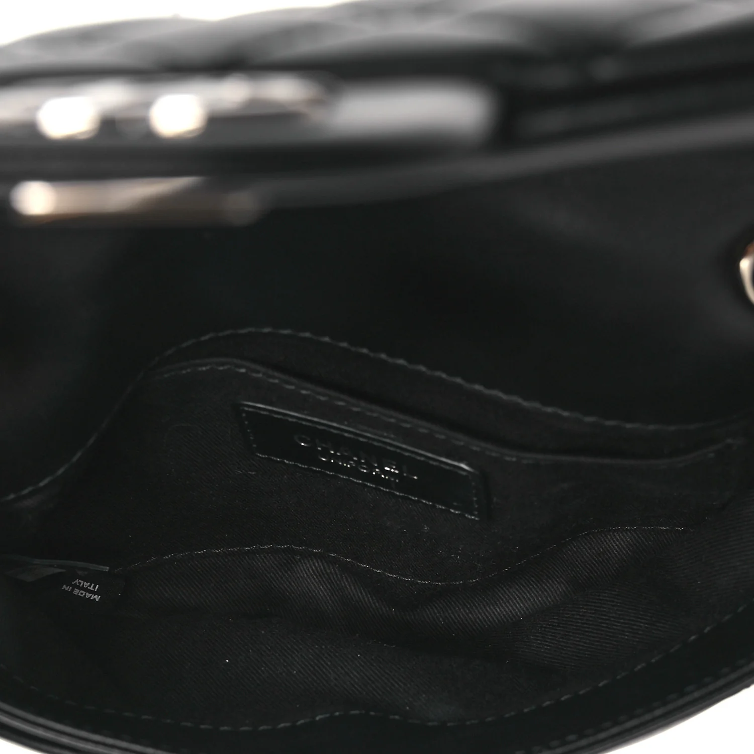 Calfskin Quilted CC Uniform Flap Belt Bag Black - Image 4
