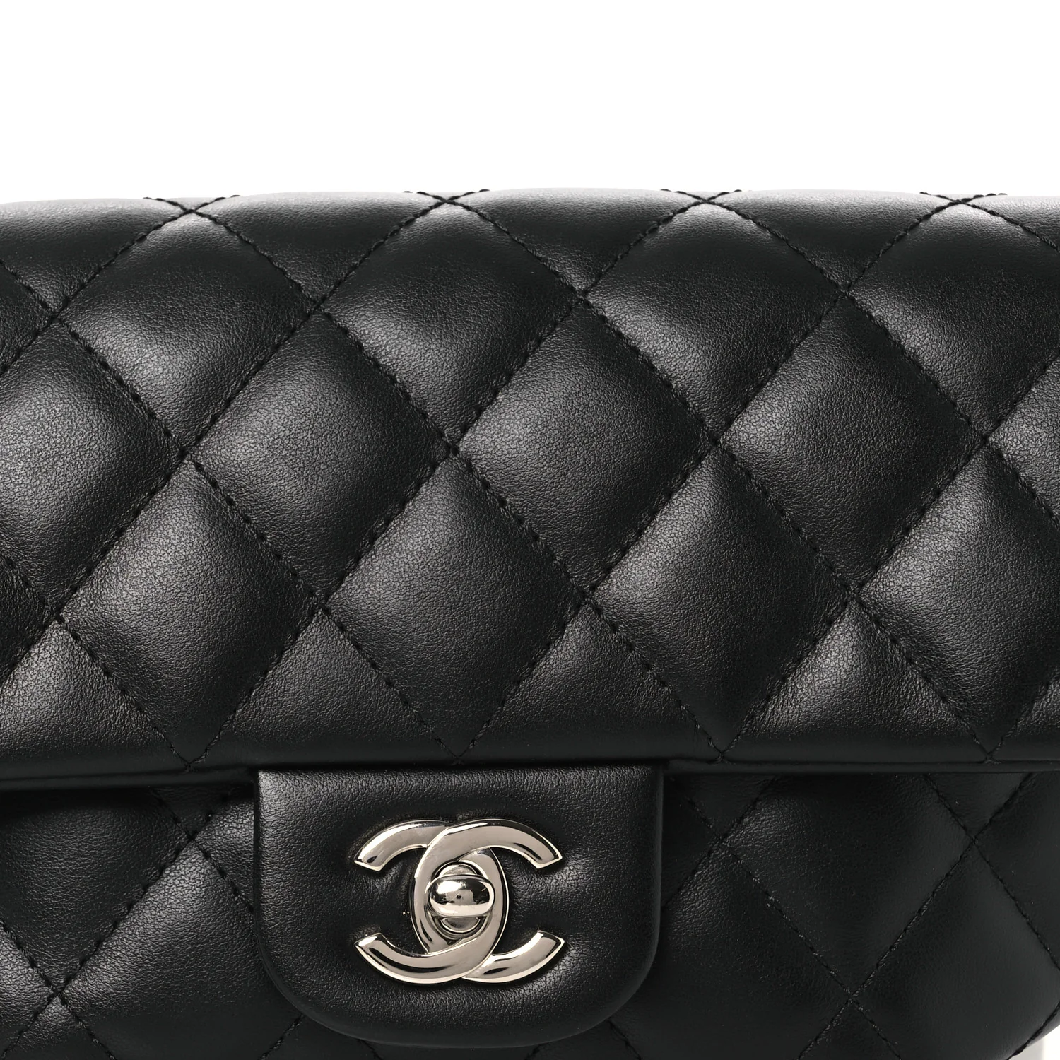 Calfskin Quilted CC Uniform Flap Belt Bag Black - Image 6