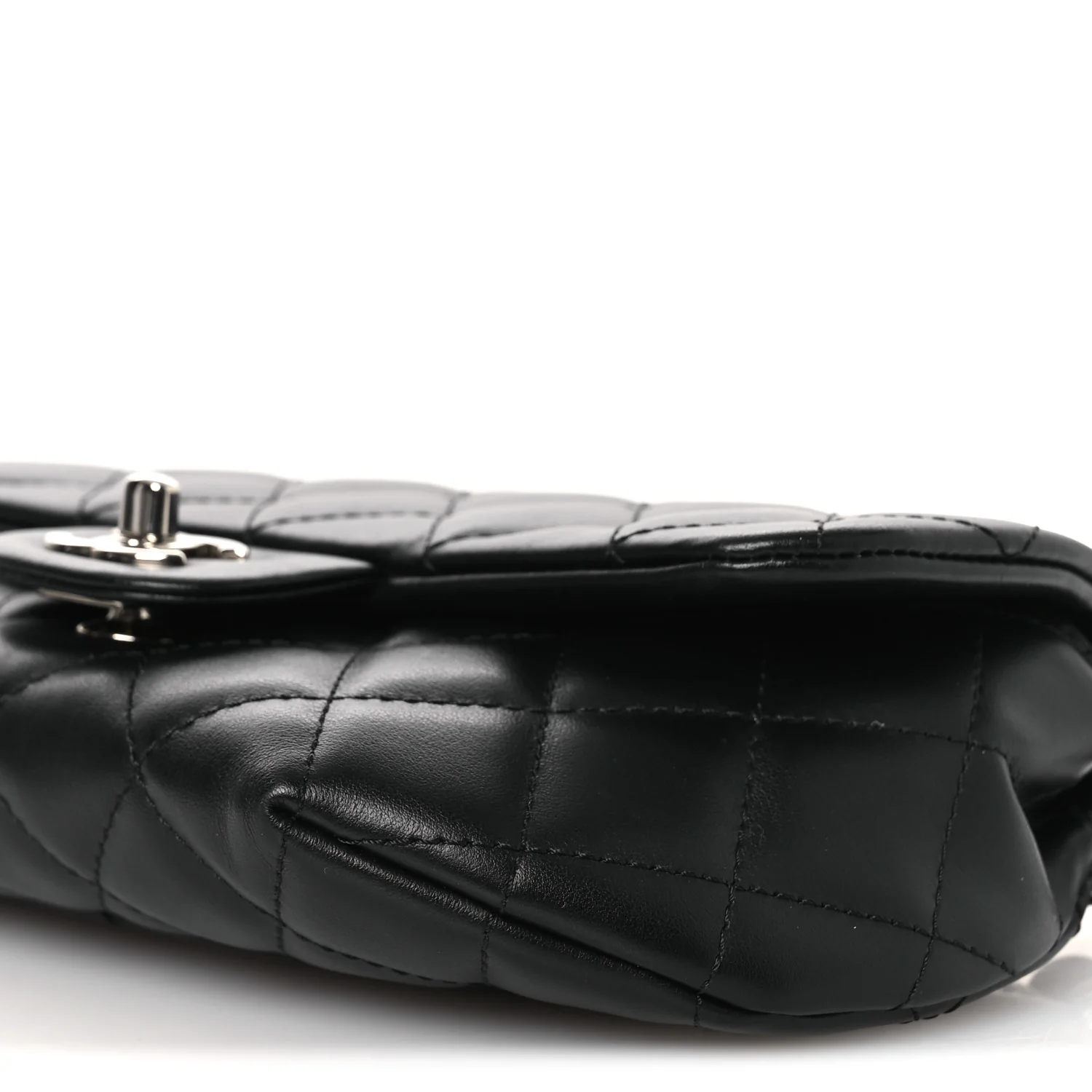 Calfskin Quilted CC Uniform Flap Belt Bag Black - Image 8