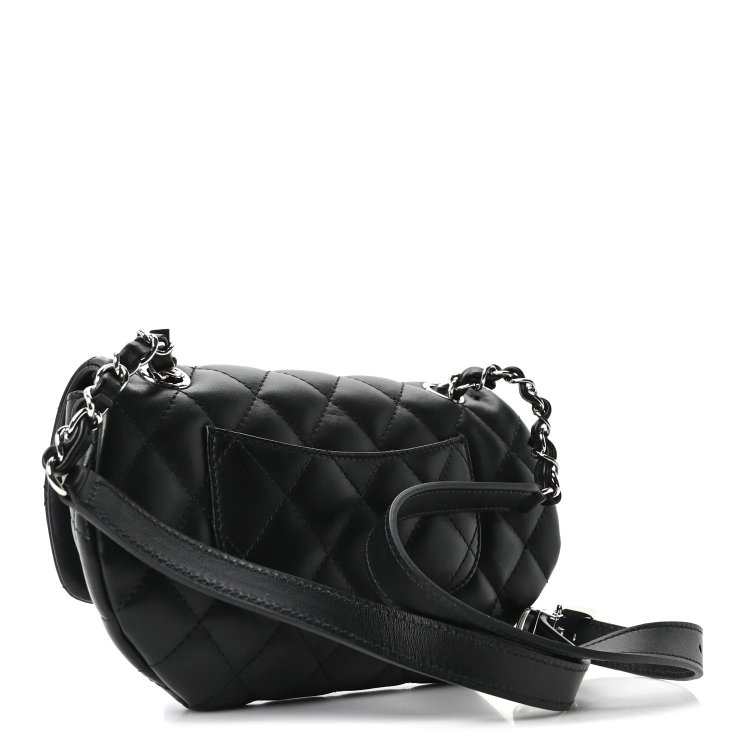 Calfskin Quilted CC Uniform Flap Belt Bag Black - Image 3