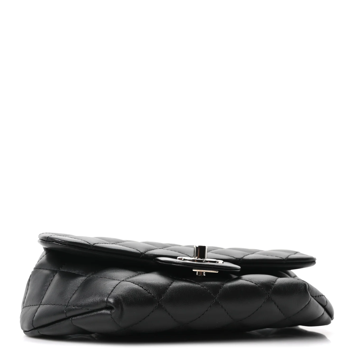 Calfskin Quilted CC Uniform Flap Belt Bag Black - Image 4