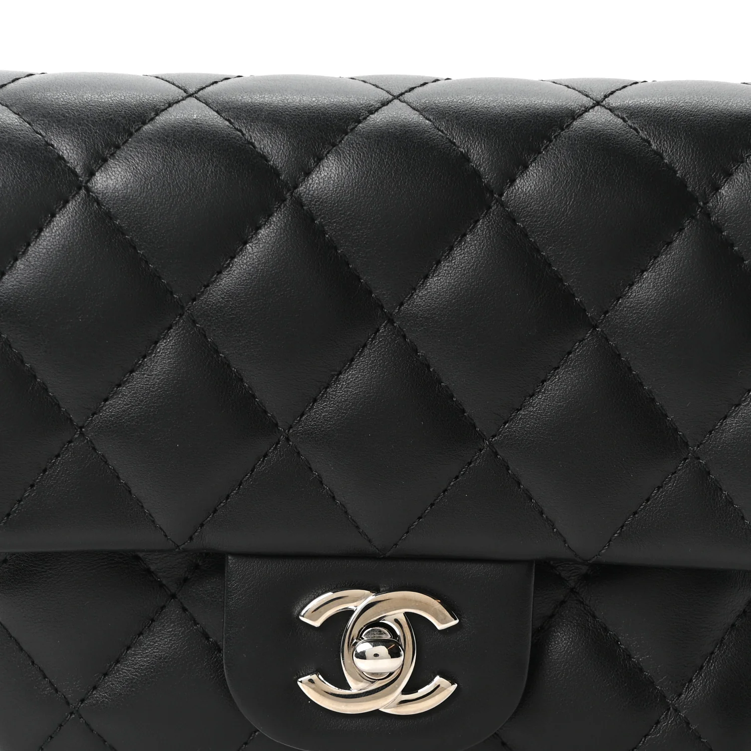 Calfskin Quilted CC Uniform Flap Belt Bag Black - Image 8