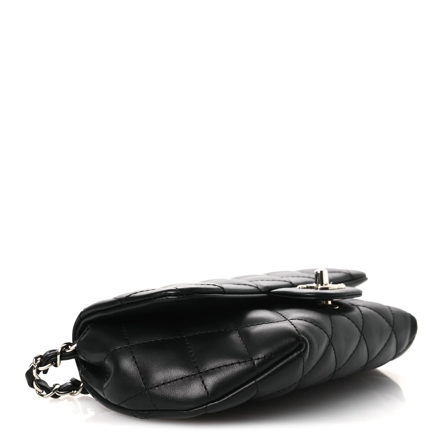 Calfskin Quilted CC Uniform Flap Belt Bag Black - Image 4
