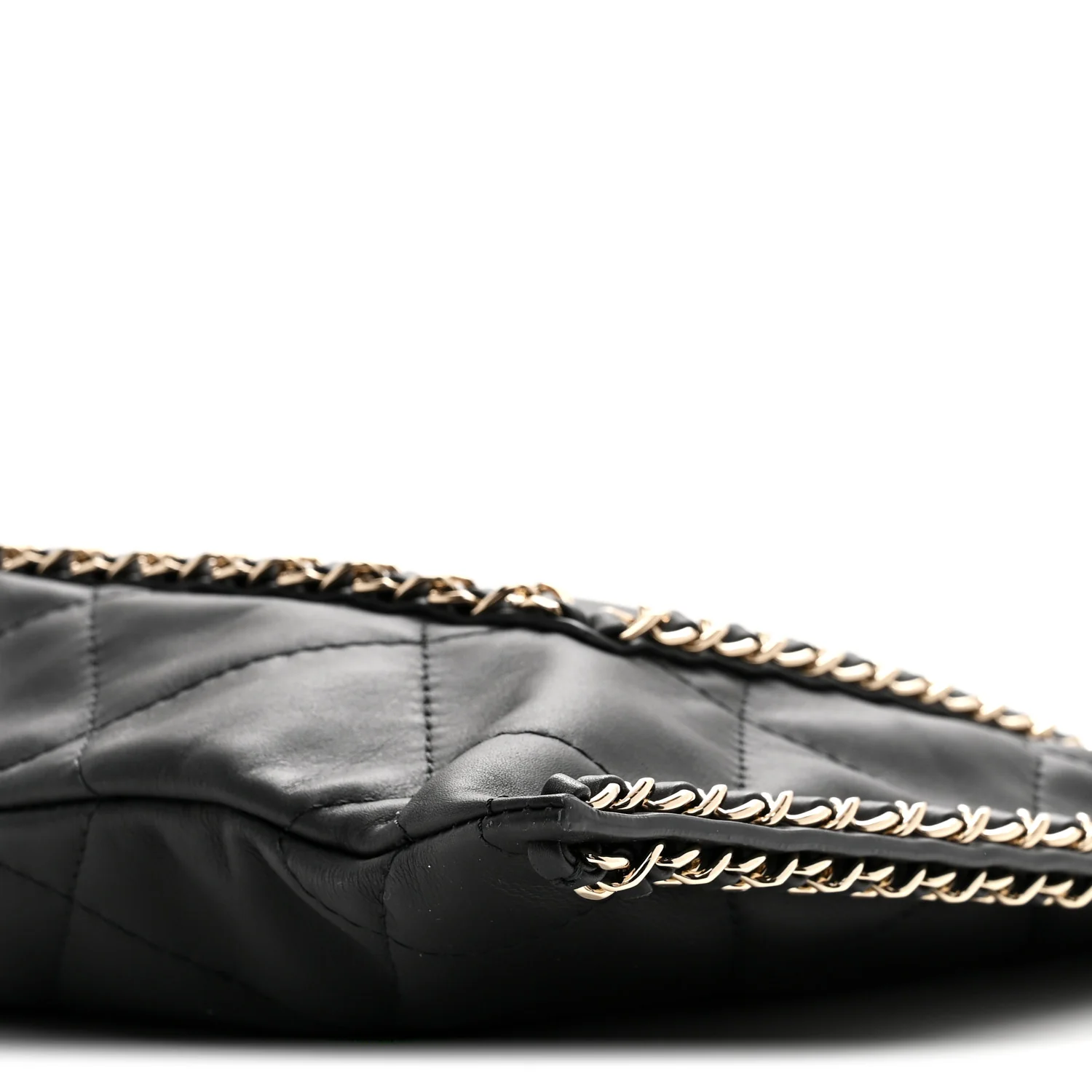 Calfskin Quilted Chain Flat Tote Black - Image 10