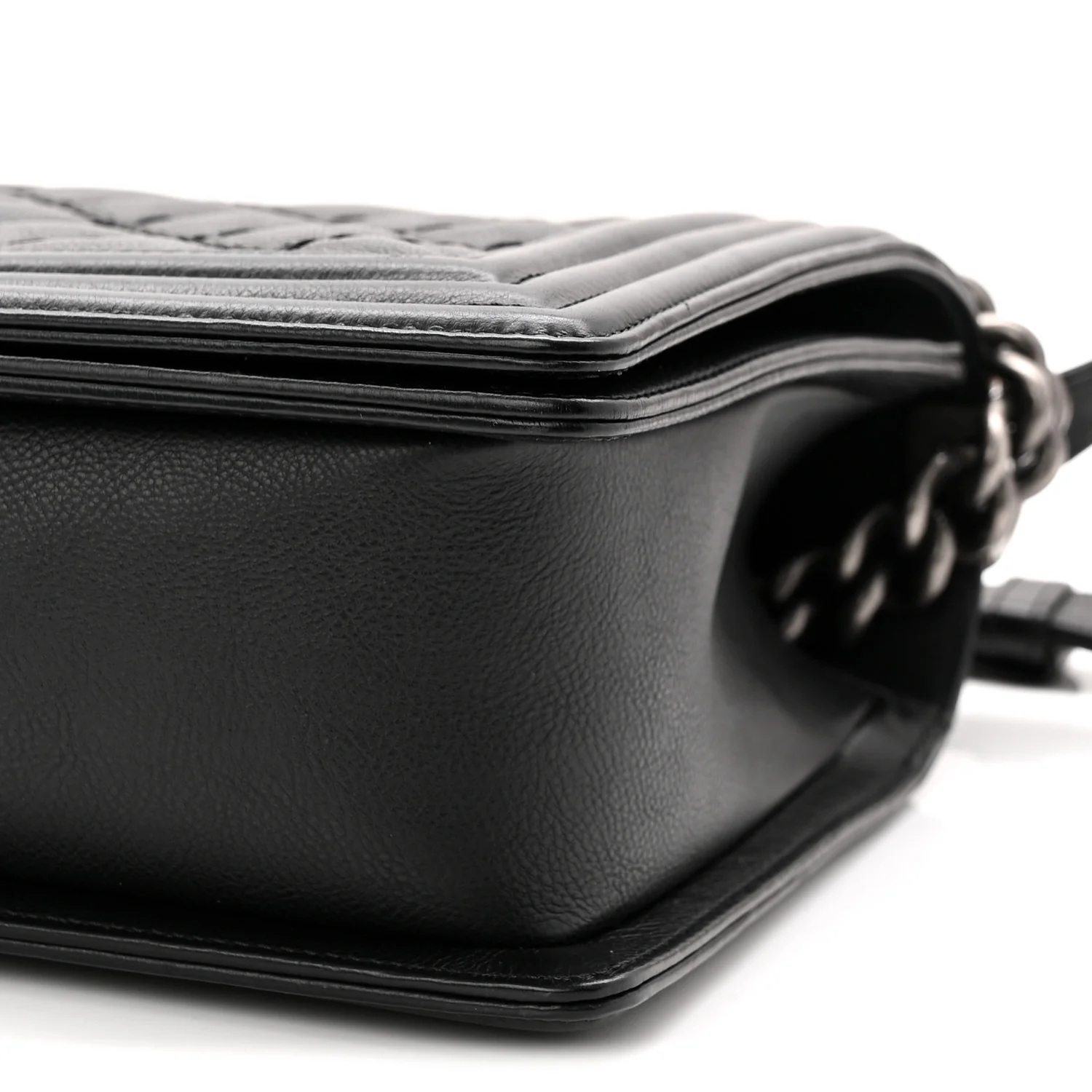 Calfskin Quilted Double Stitched New Medium Boy Flap Black - Image 10