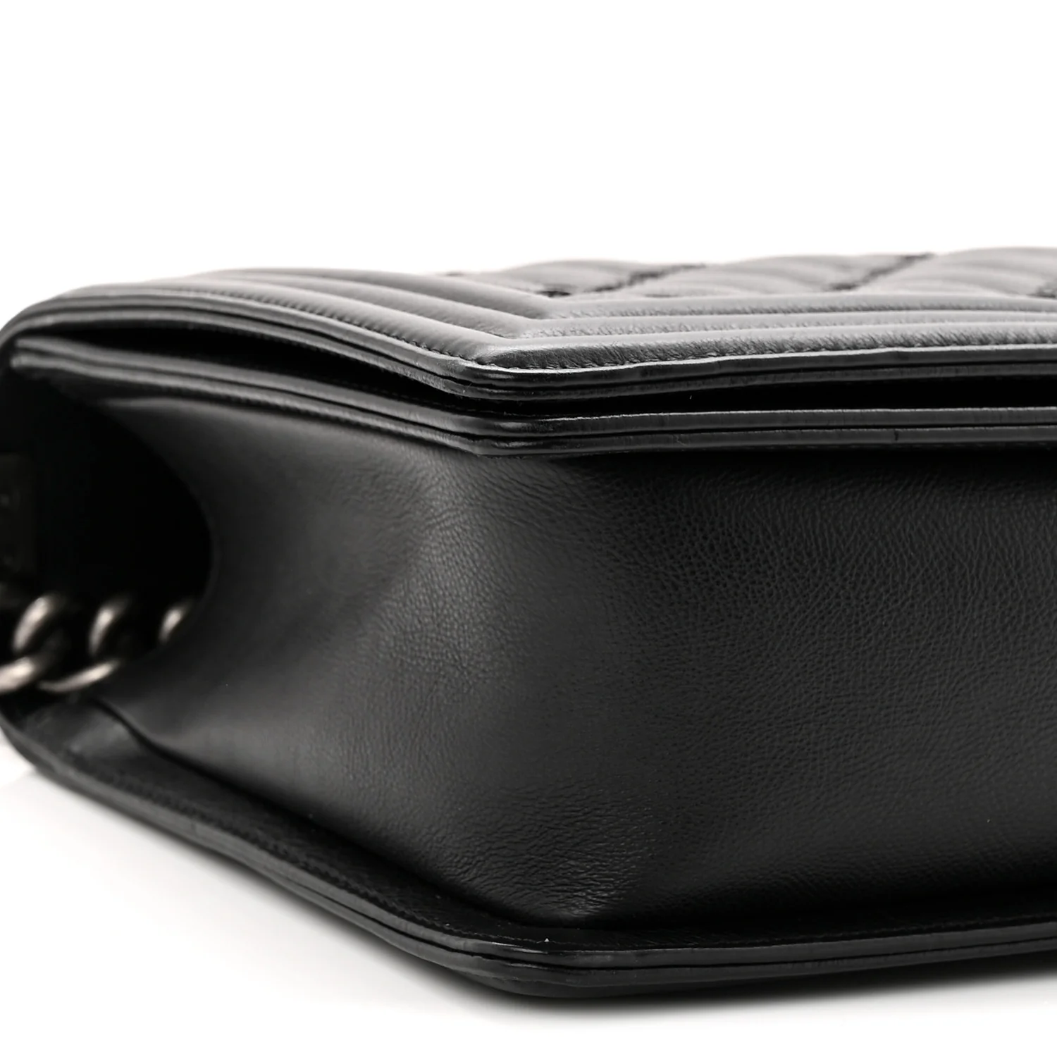 Calfskin Quilted Double Stitched New Medium Boy Flap Black - Image 9