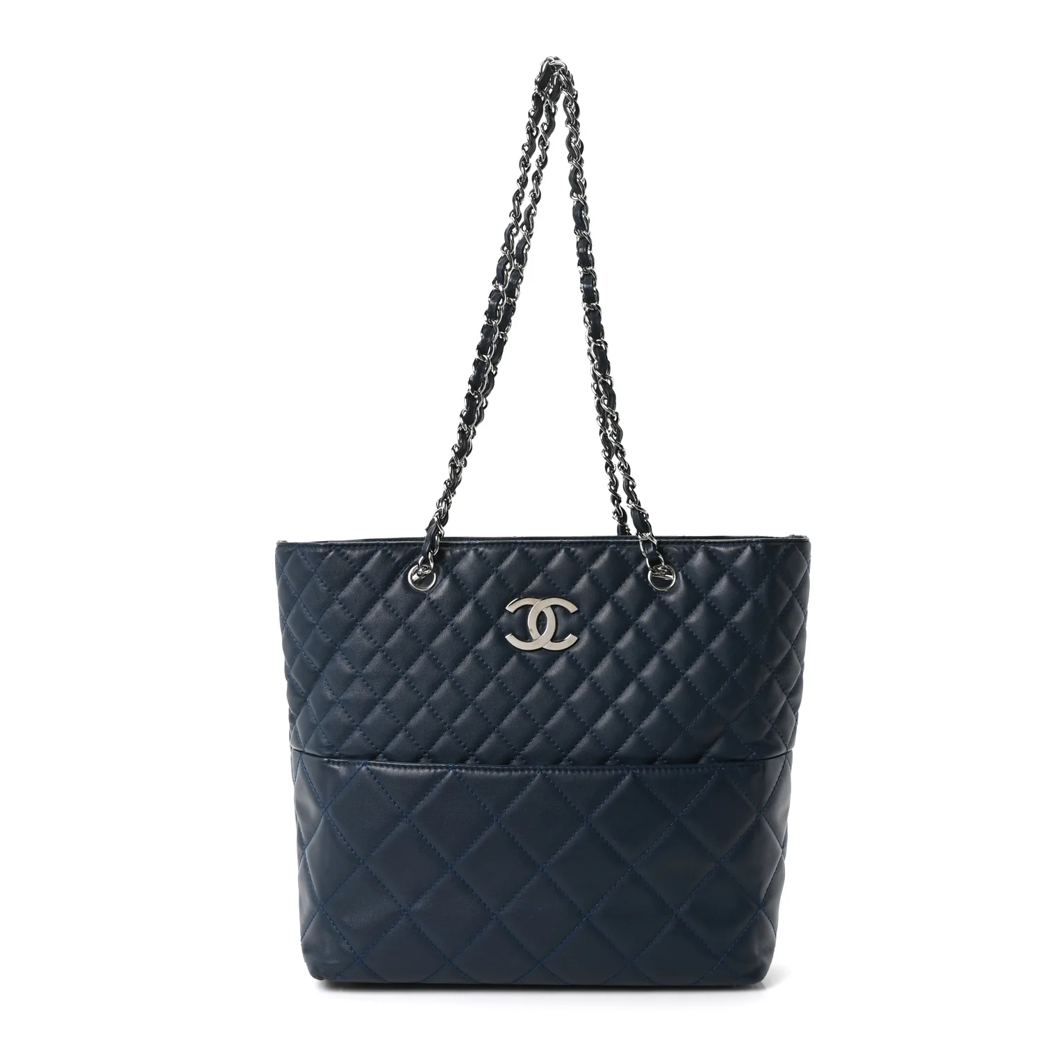 Calfskin Quilted In The Business North South Tote Blue