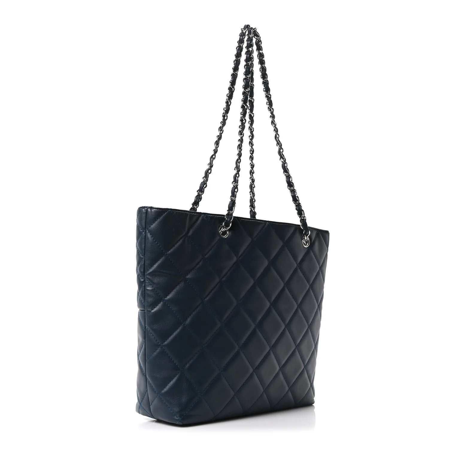 Calfskin Quilted In The Business North South Tote Blue - Image 3