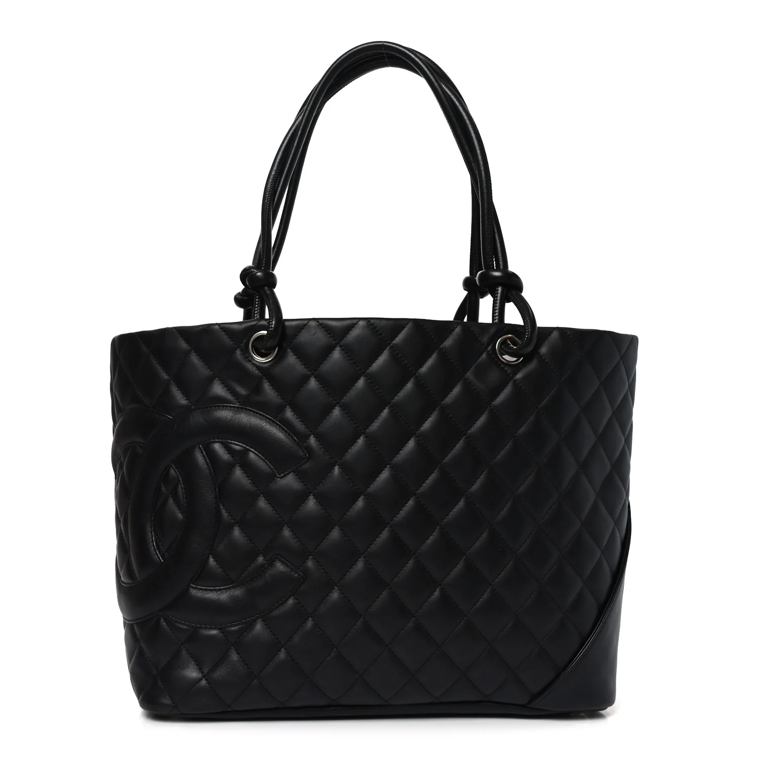 Calfskin Quilted Large Cambon Tote Black