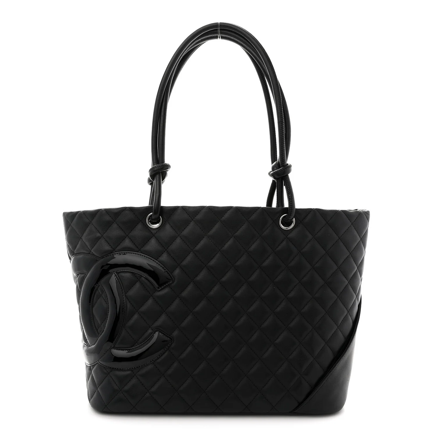 Calfskin Quilted Large Cambon Tote Black