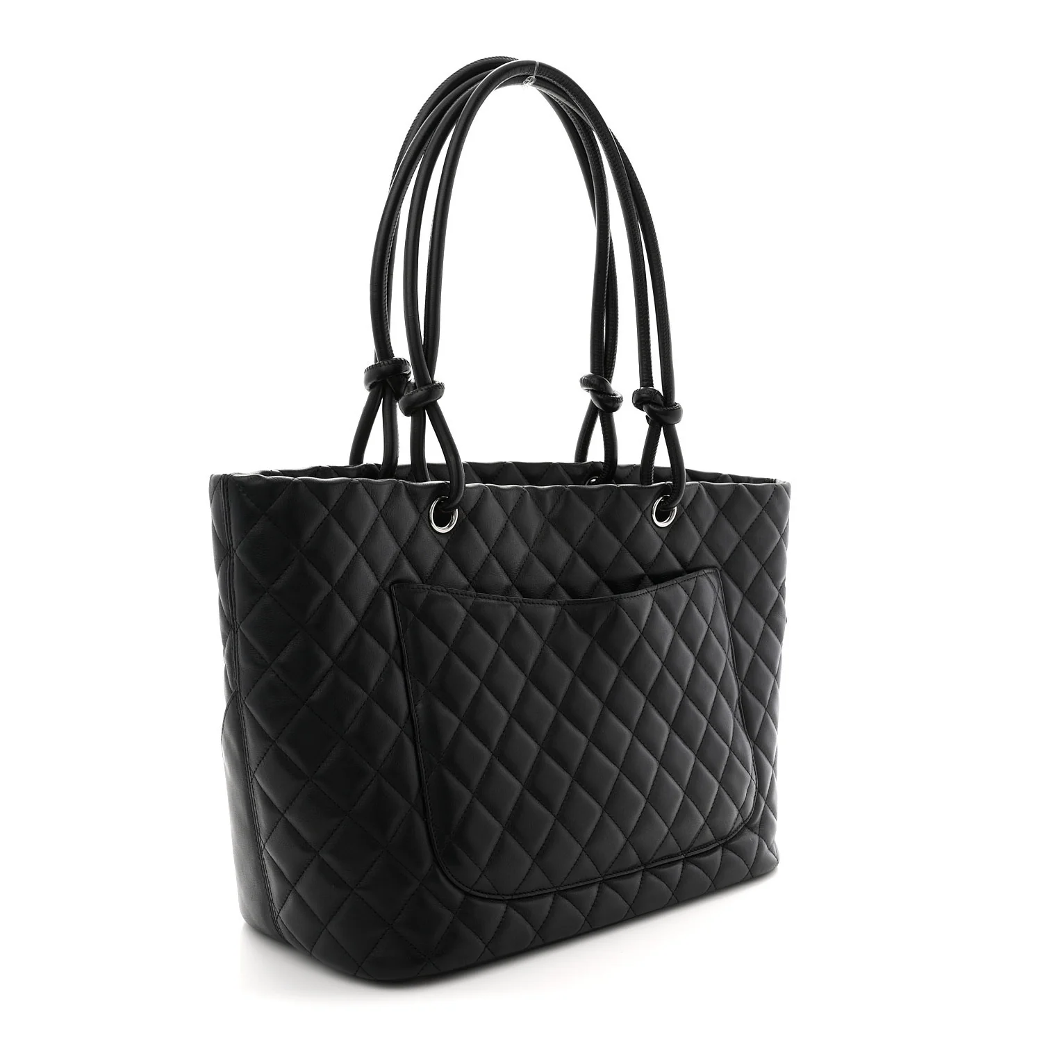 Calfskin Quilted Large Cambon Tote Black - Image 3