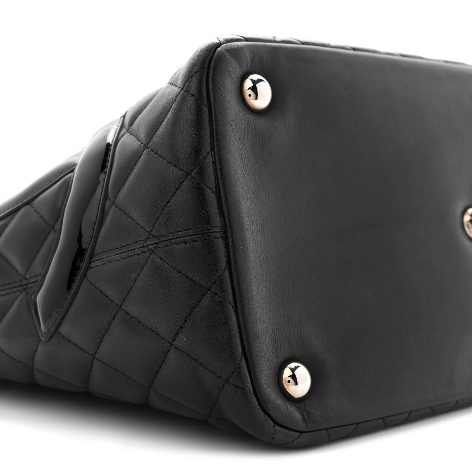 Calfskin Quilted Large Cambon Tote Black - Image 9