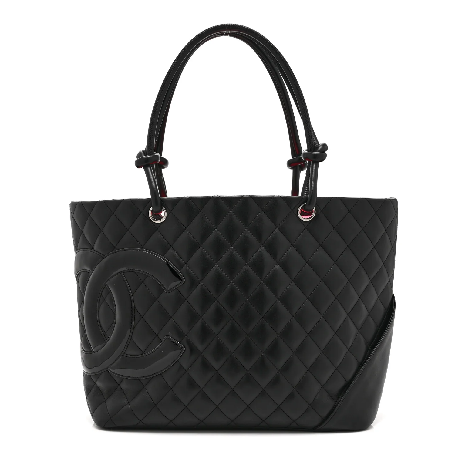 Calfskin Quilted Large Cambon Tote Black