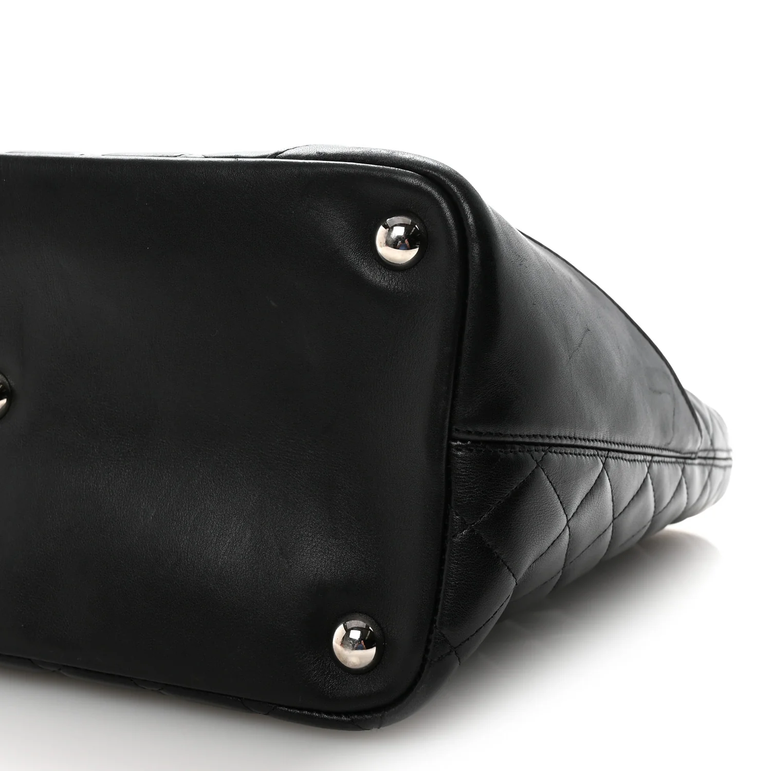 Calfskin Quilted Large Cambon Tote Black White - Image 10