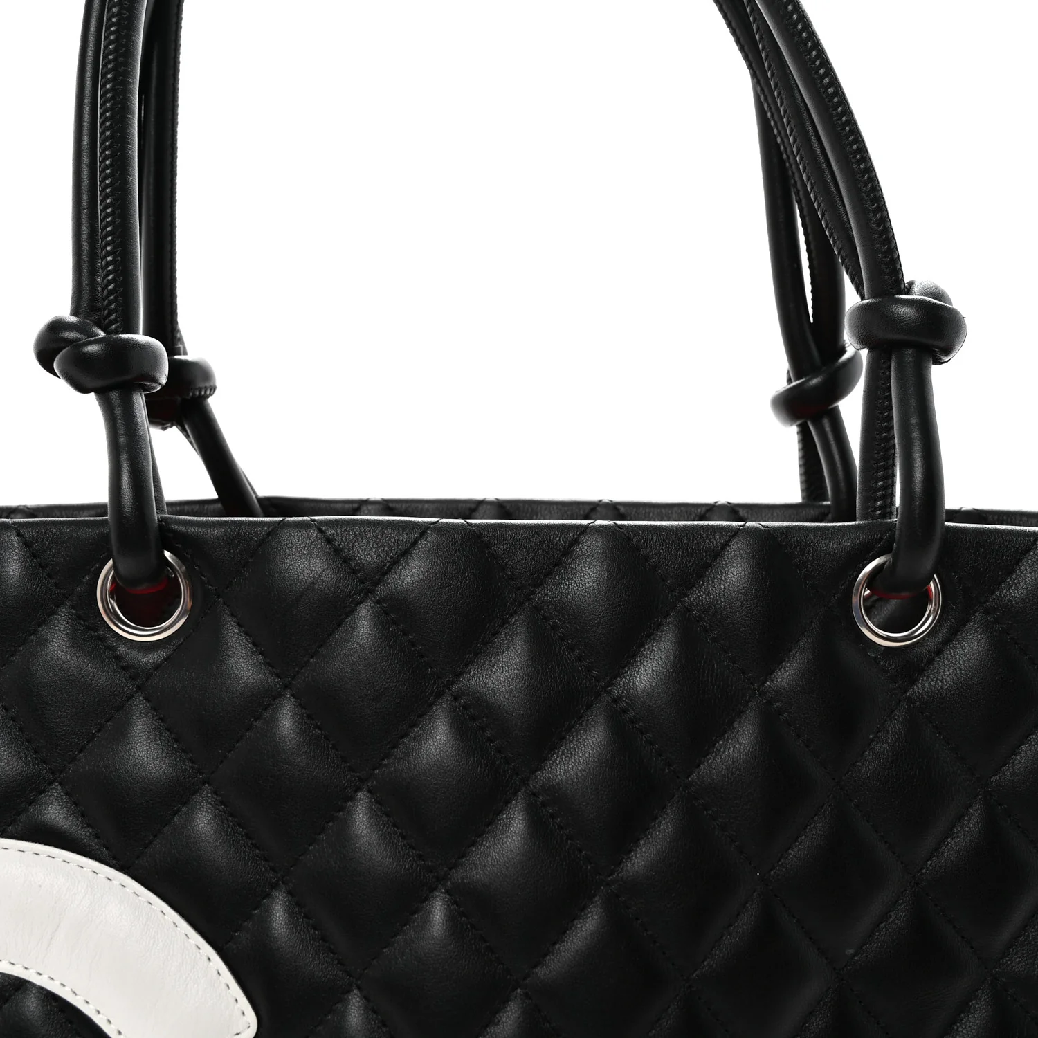 Calfskin Quilted Large Cambon Tote Black White - Image 8