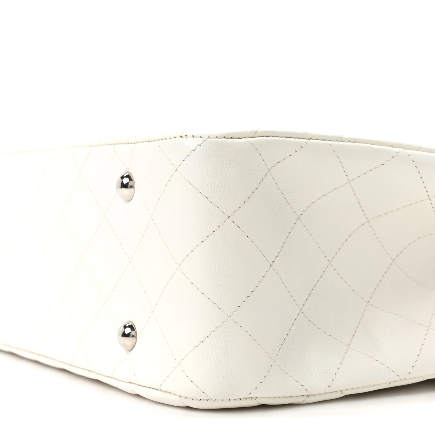 Calfskin Quilted Large Classic Shopping Tote White - Image 11
