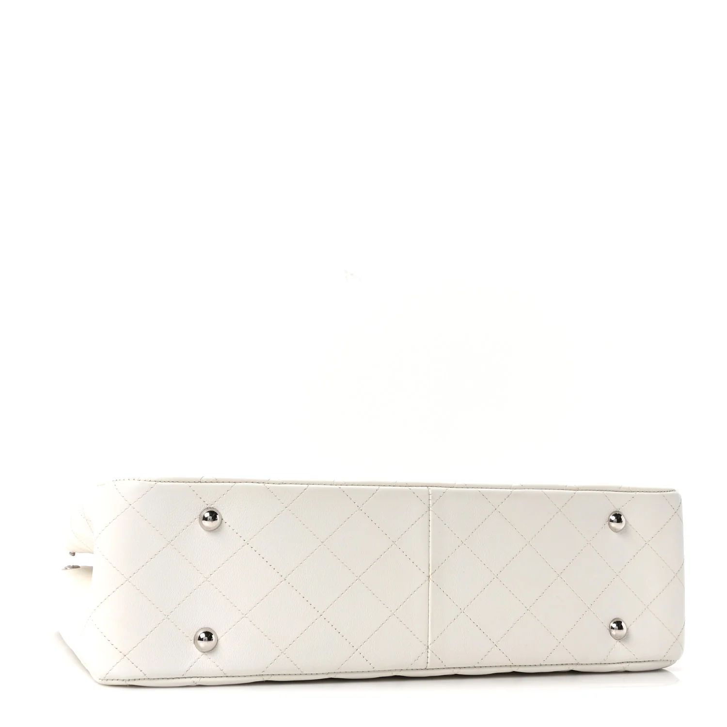 Calfskin Quilted Large Classic Shopping Tote White - Image 4