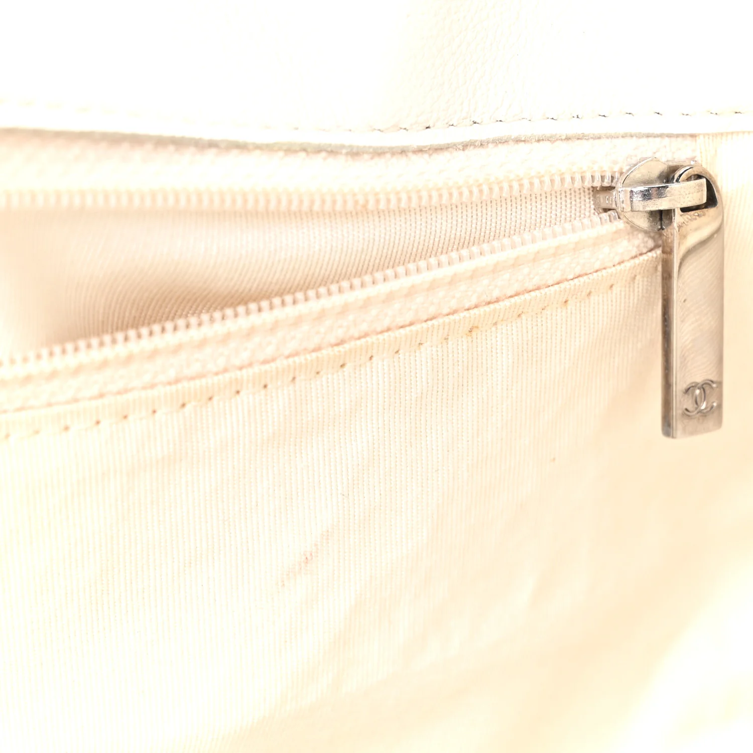 Calfskin Quilted Large Classic Shopping Tote White - Image 7