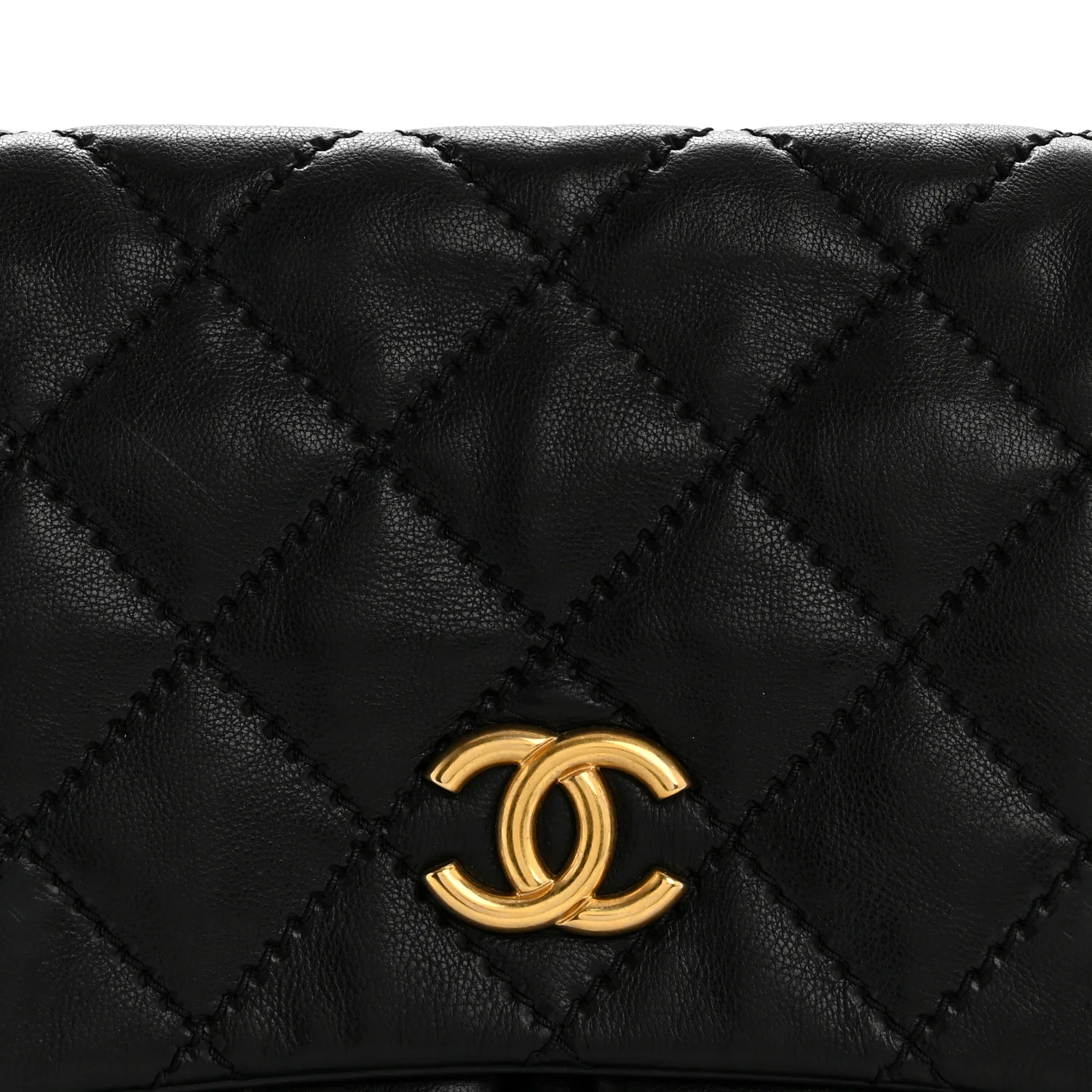 Calfskin Quilted Large Retro Chain Flap Black - Image 8