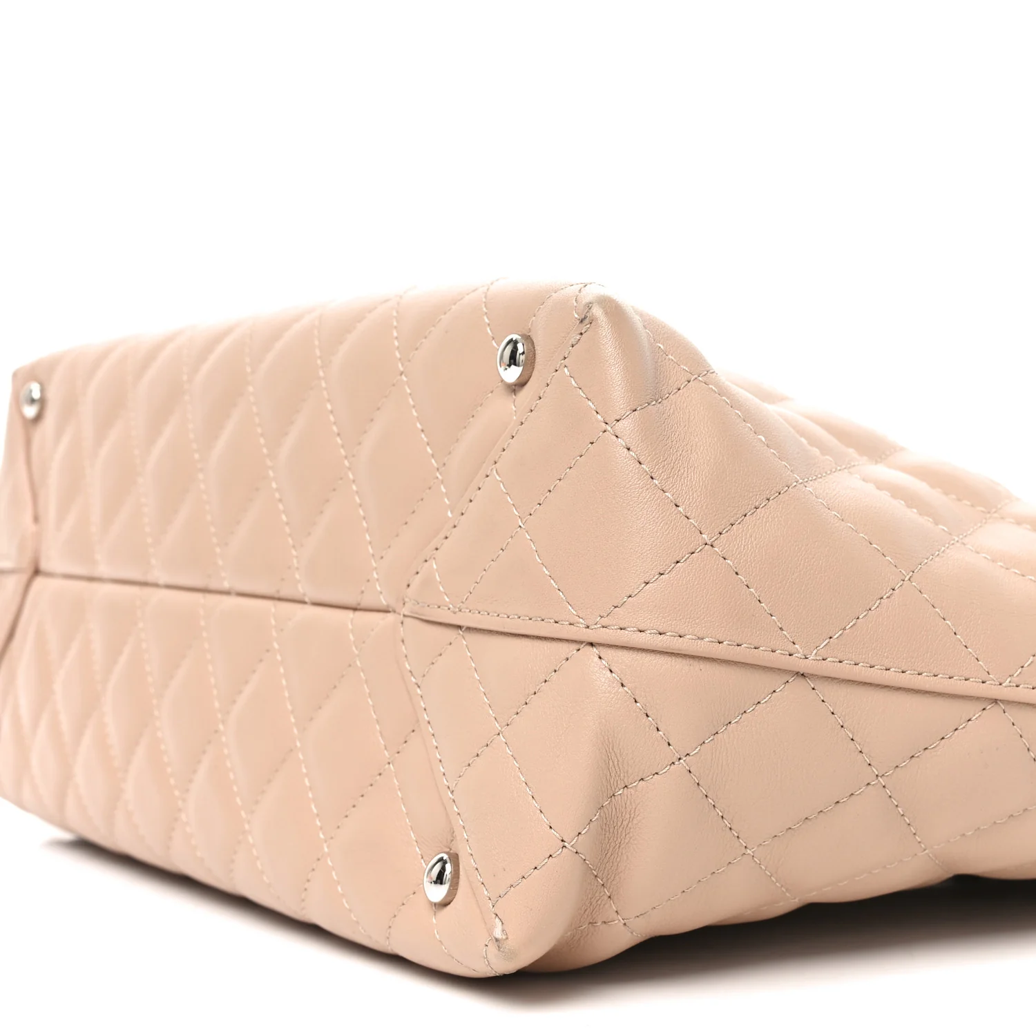Calfskin Quilted Large Shopping Tote Light Pink - Image 10