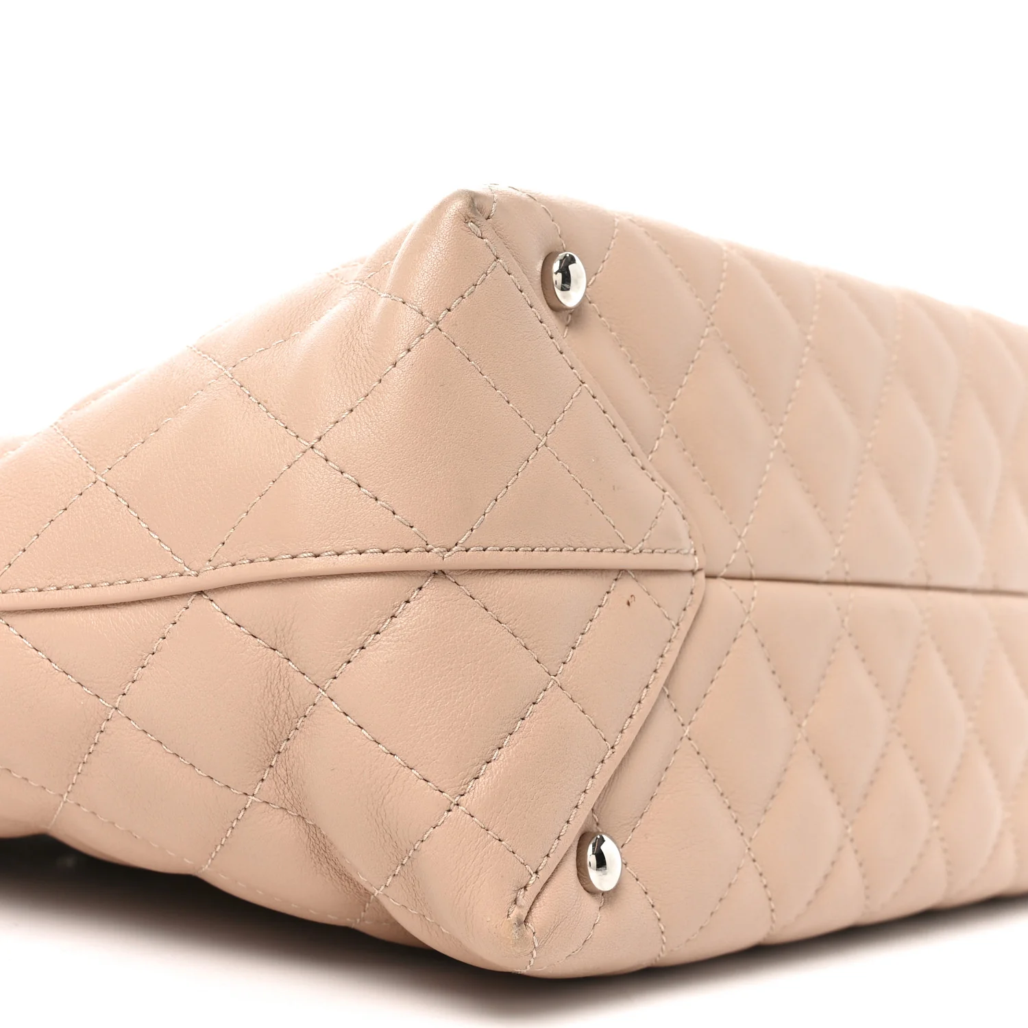 Calfskin Quilted Large Shopping Tote Light Pink - Image 9