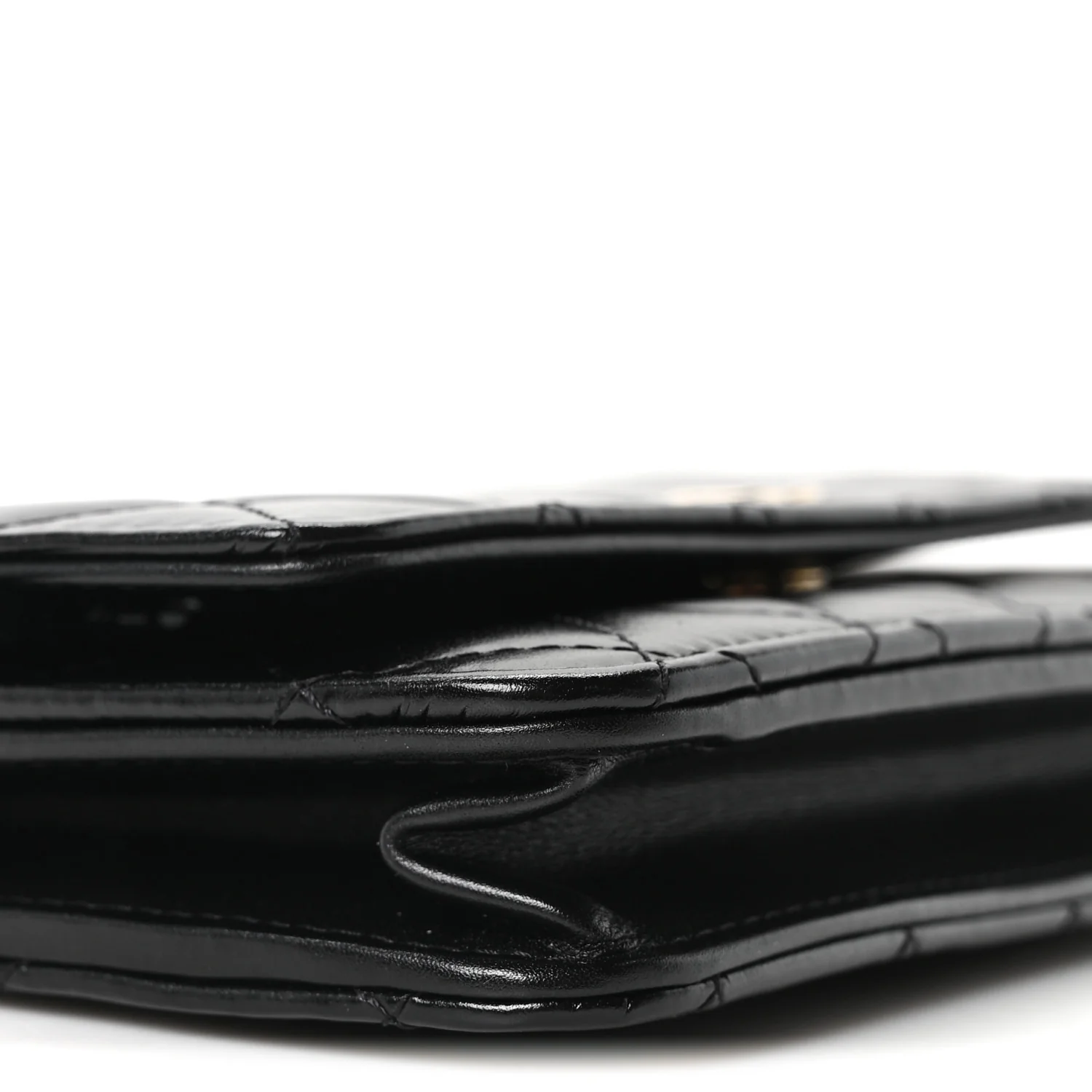 Calfskin Quilted Maxi Pearl Wallet On Chain WOC Black - Image 10